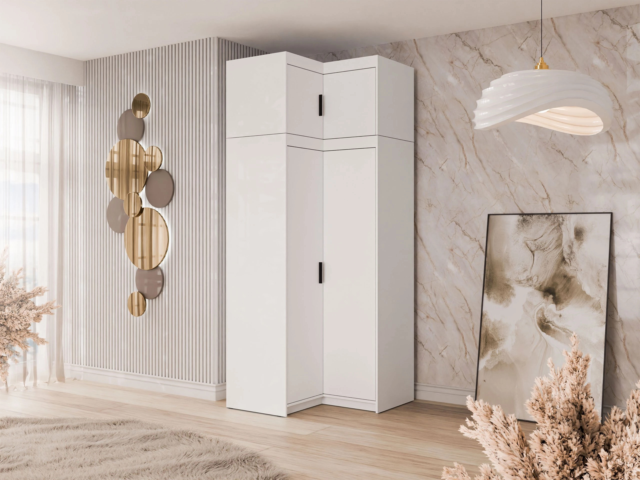 Armadio ad angolo Novduni 121 (Bianco)