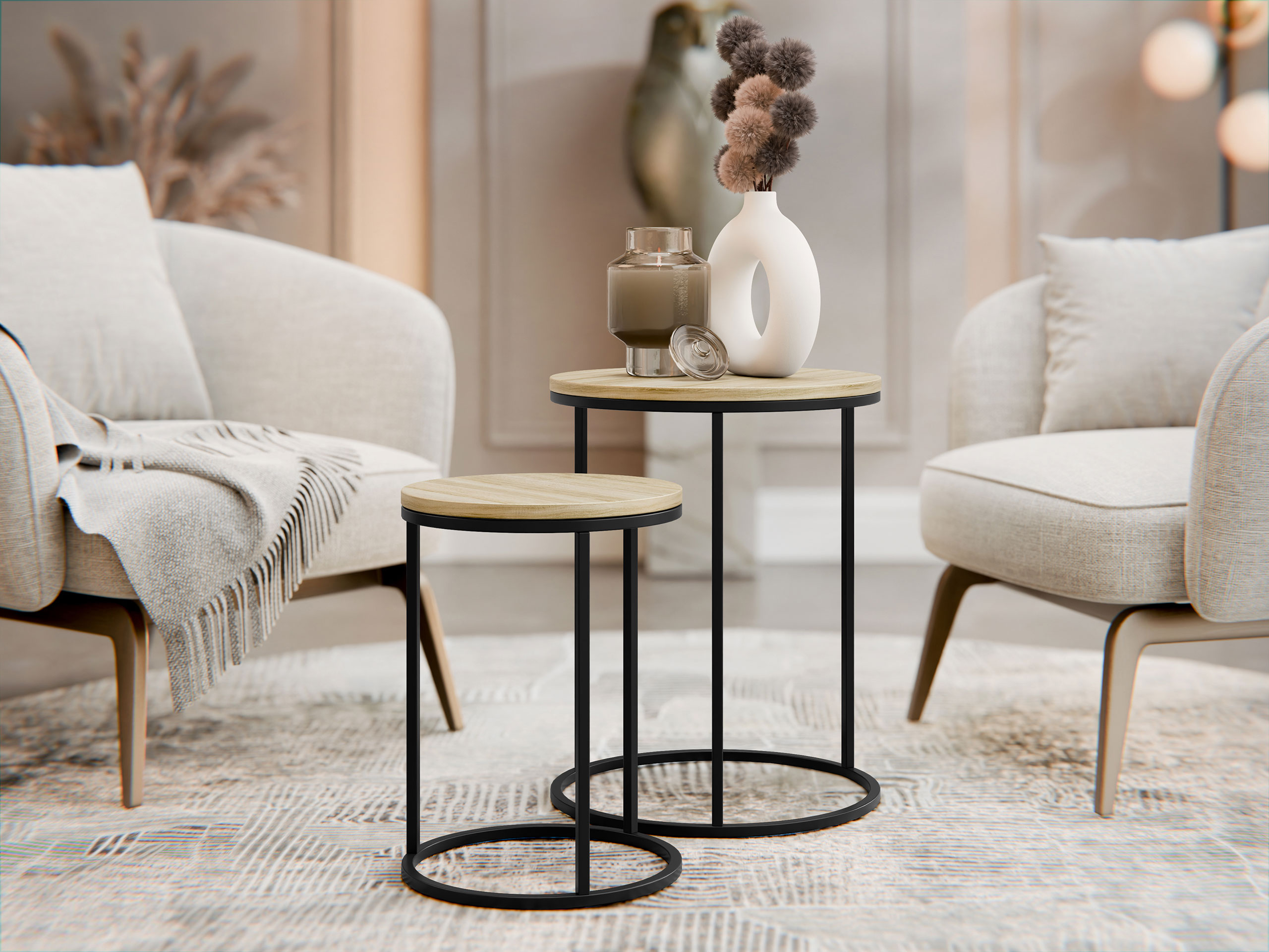 Set tavolini Iter (Luminoso legno)