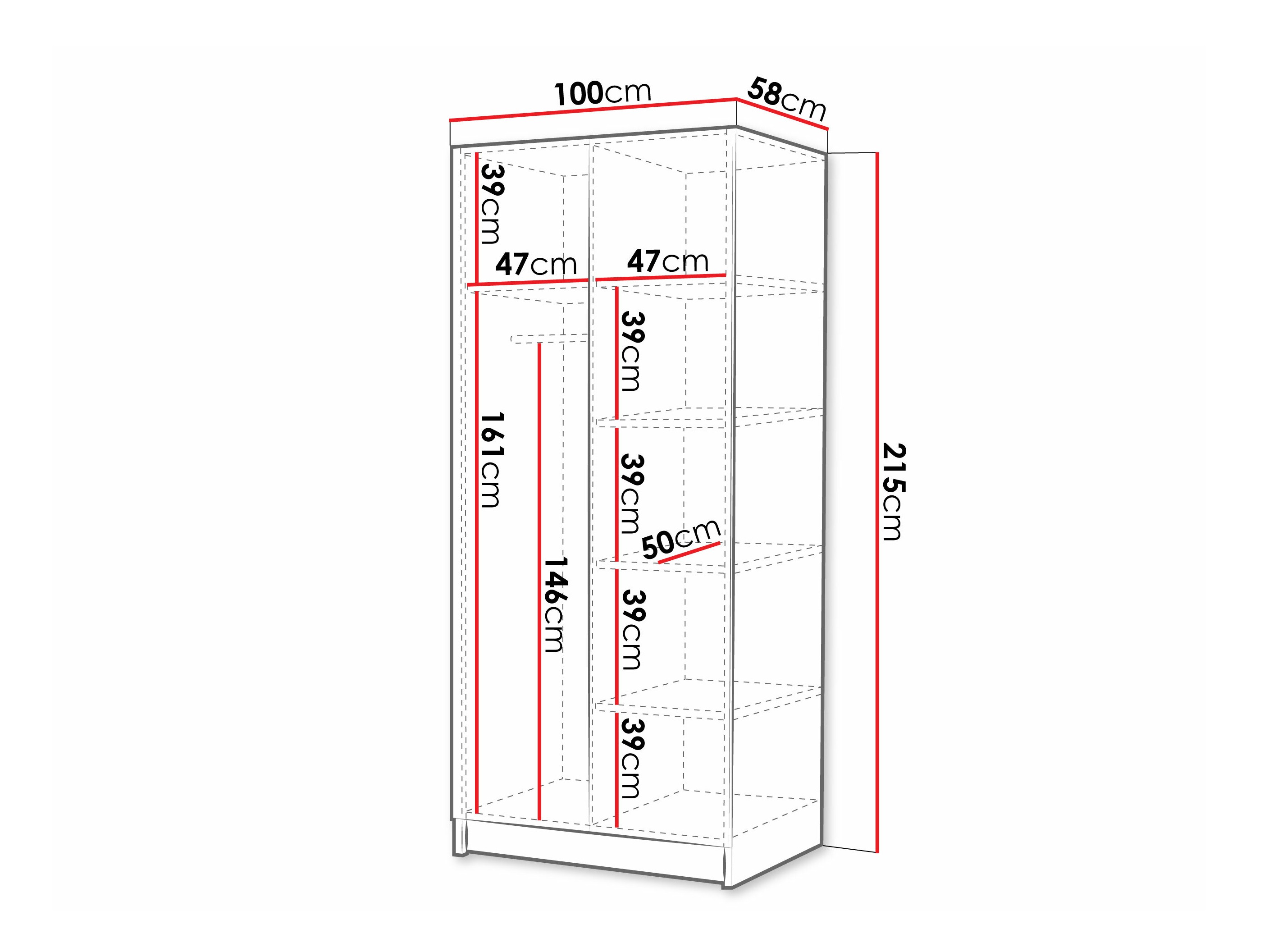 Armadio Closico 194 (Bianco + Nero)