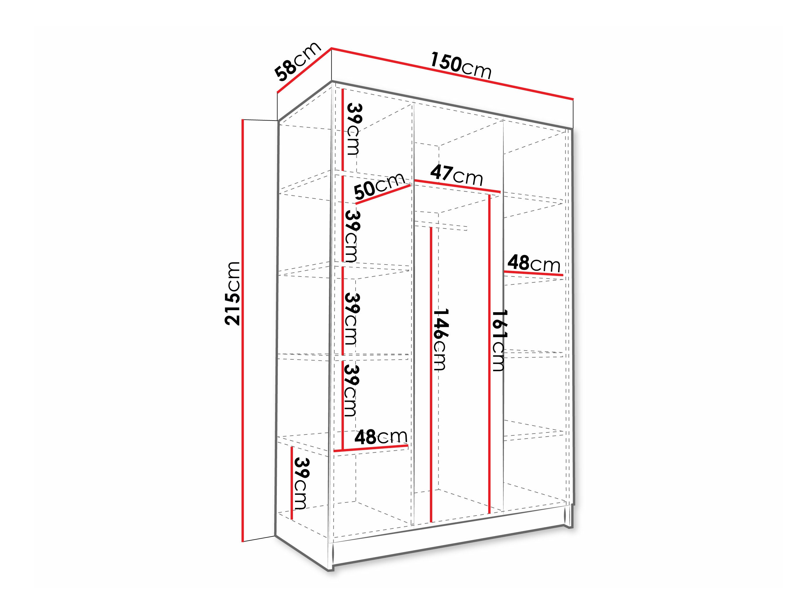 Armadio Closico 196 (Bianco + Nero)