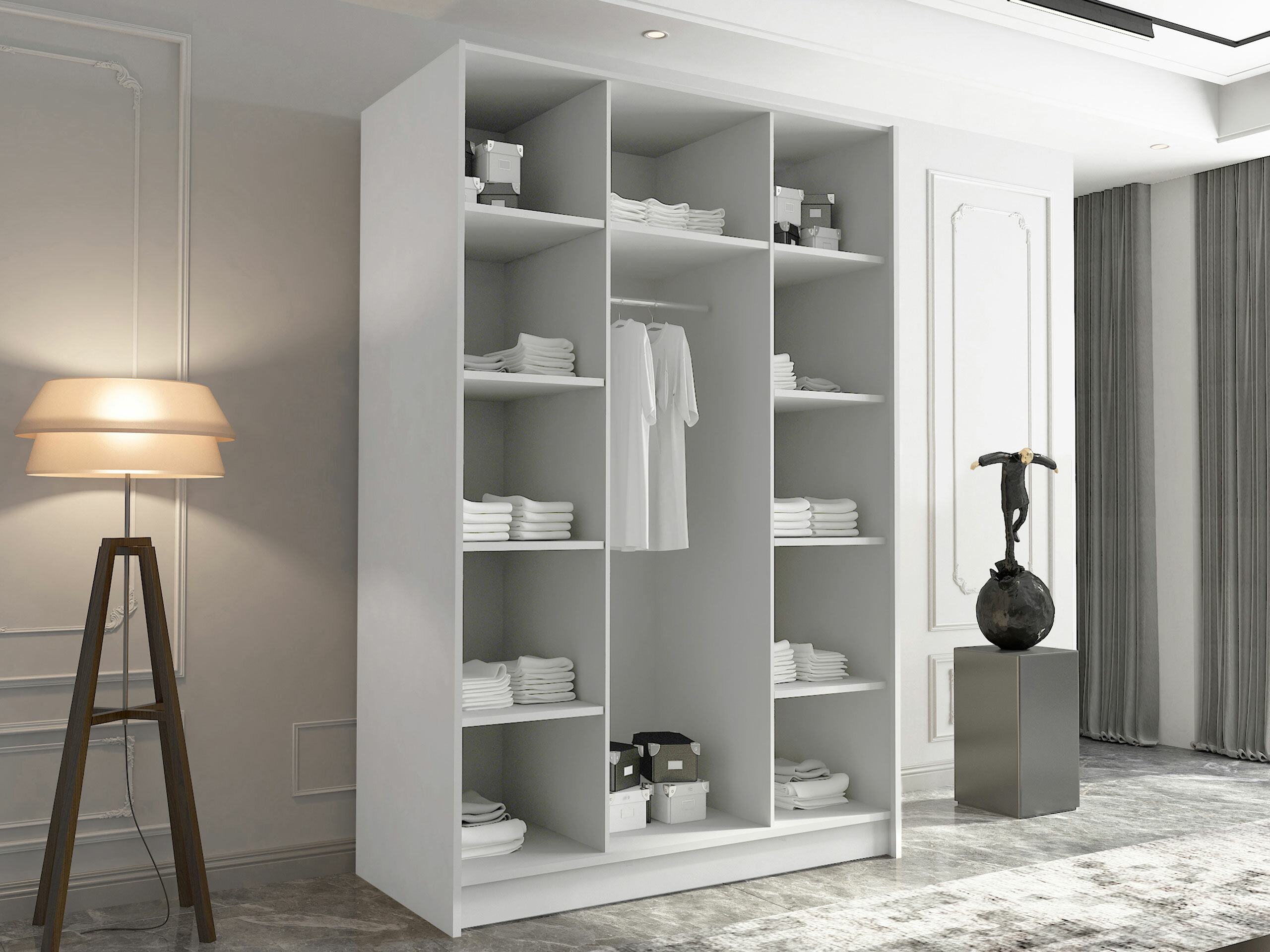 Armadio Closico Decoron I (Bianco + Bianco lucido)