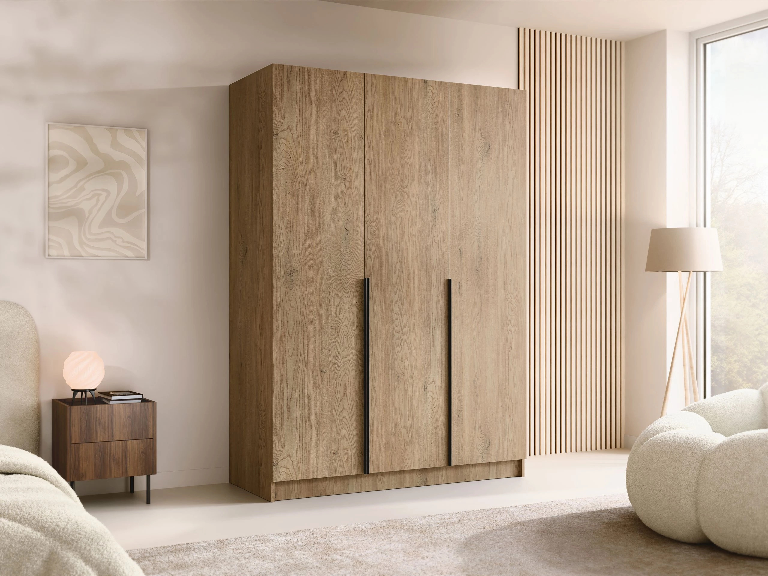 Armadio Closico Decoron I (Luminoso legno + Nero)