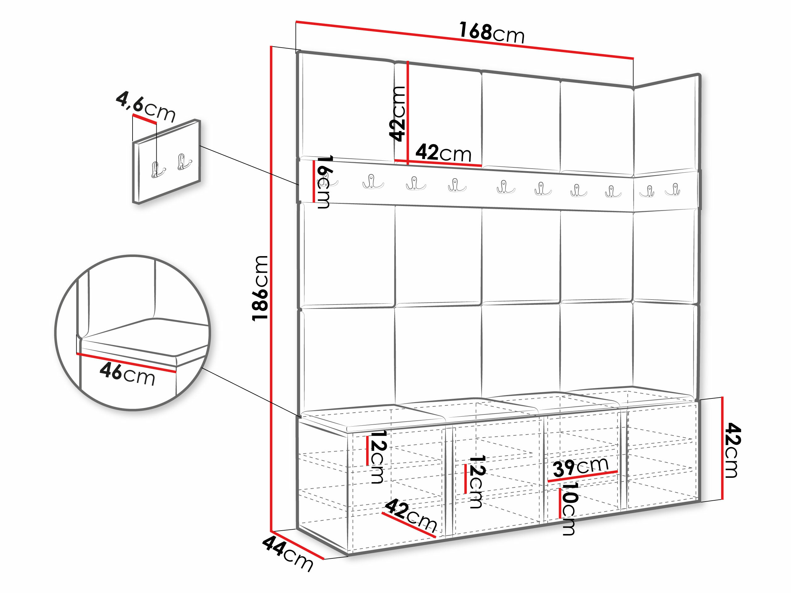 Set arredo da corridoio Pinis II (Bianco)