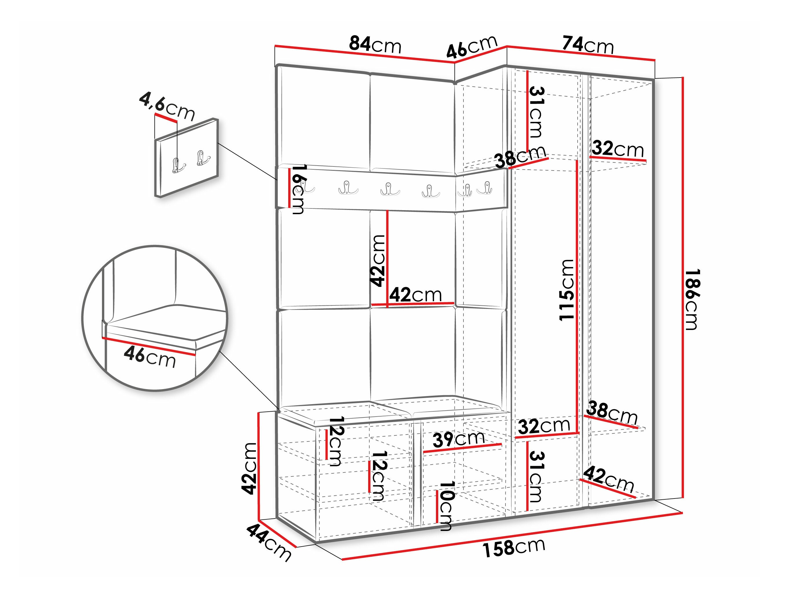 Set arredo da corridoio Pinis III (Bianco)