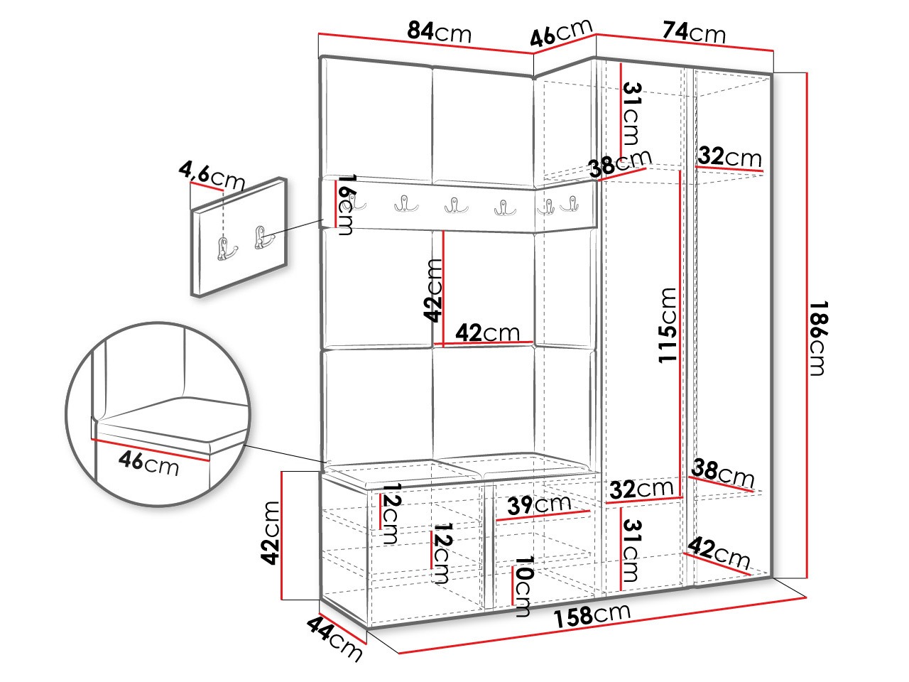 Set arredo da corridoio Pinis III (Rovere Artisan)