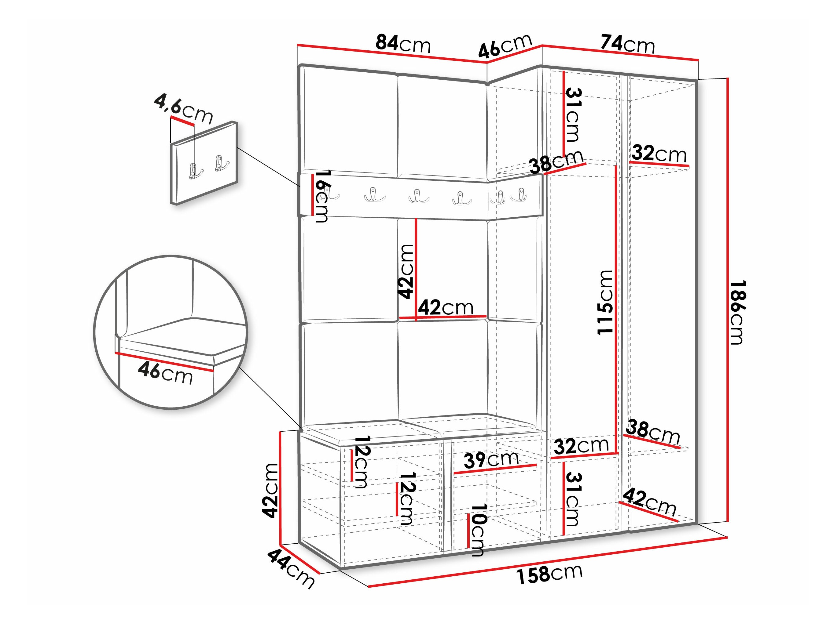 Set arredo da corridoio Pinis III (Rovere Artisan)
