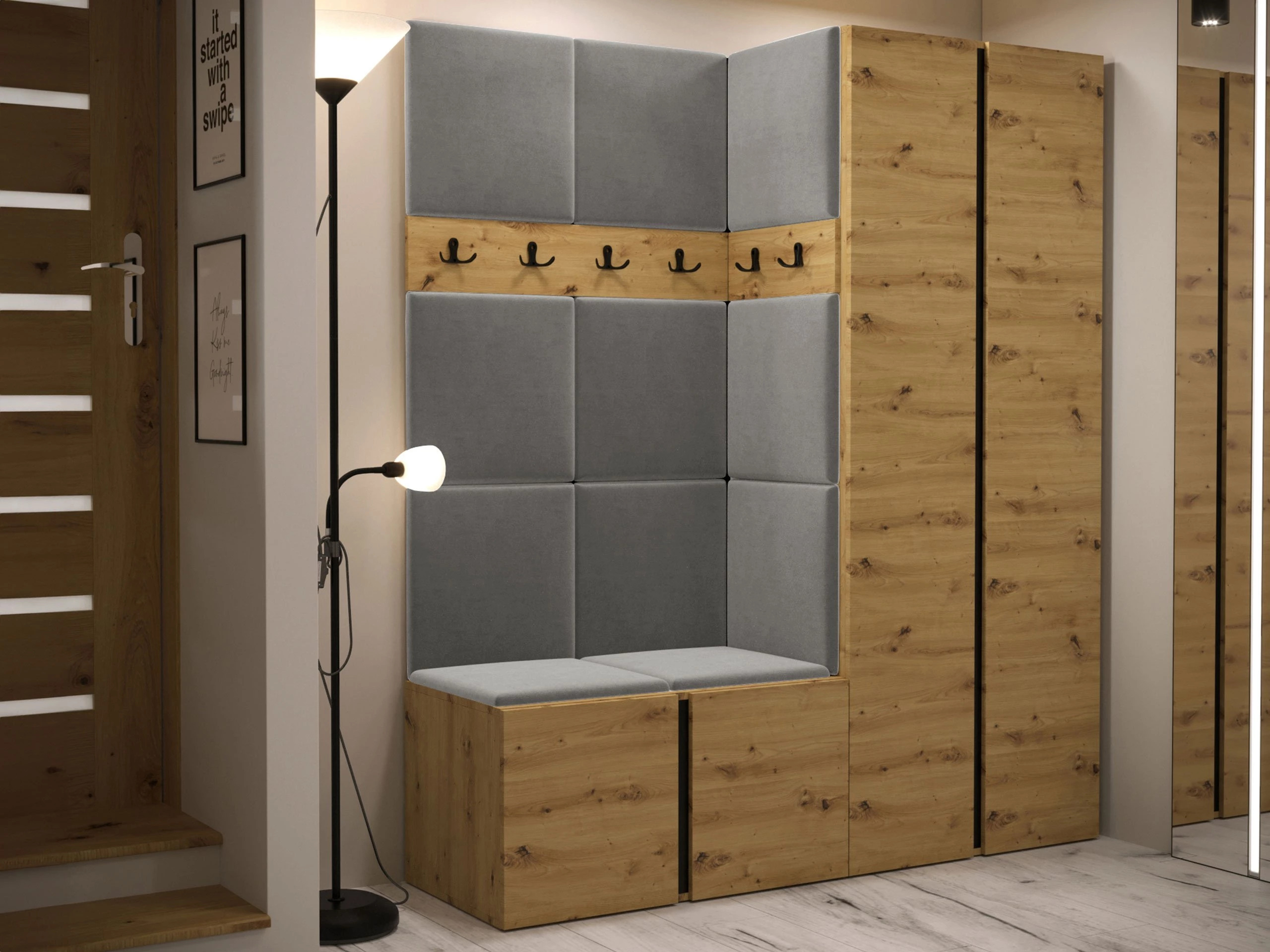 Set arredo da corridoio Pinis III (Rovere Artisan)