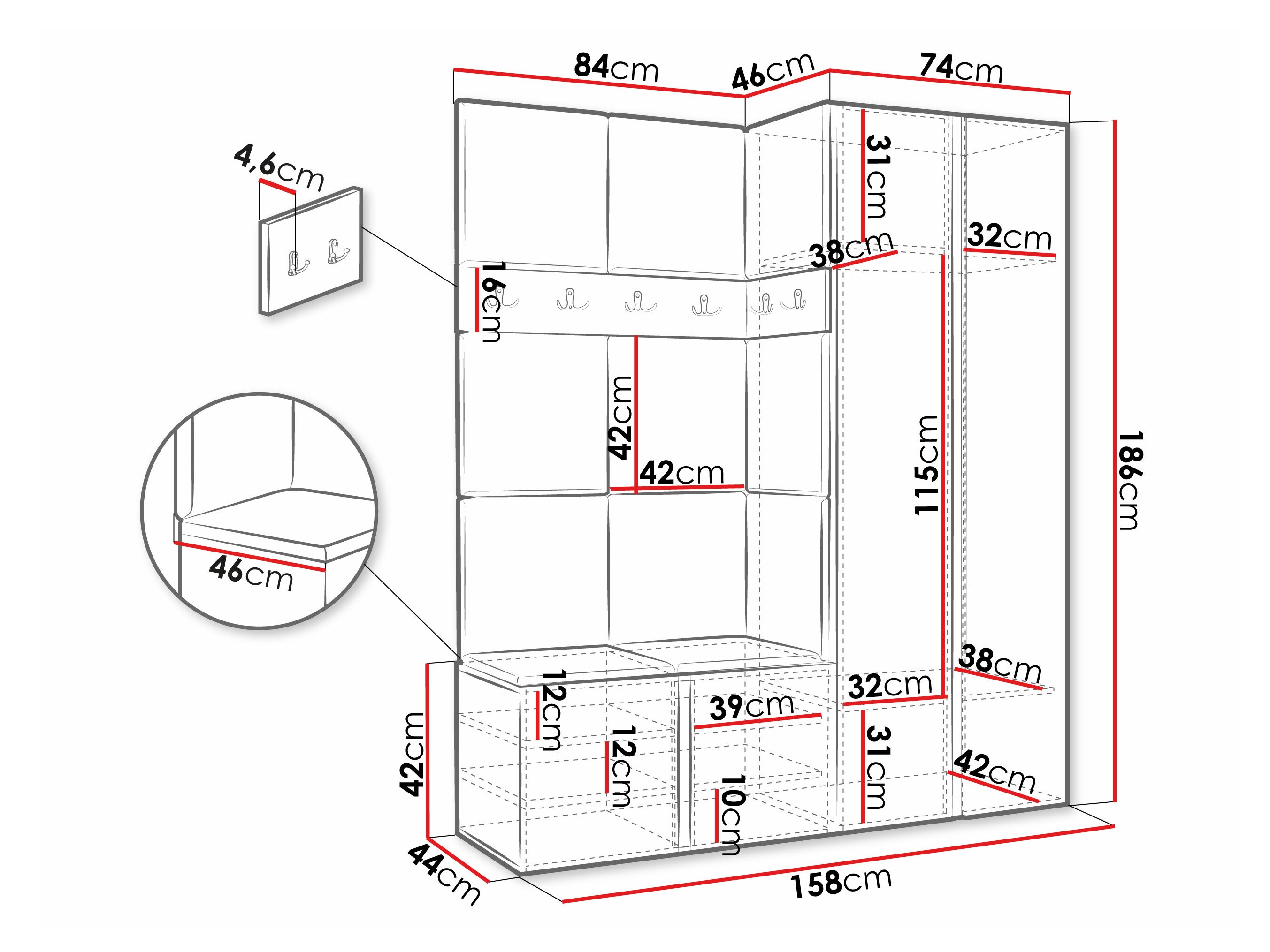 Set arredo da corridoio Pinis III (Rovere Artisan)
