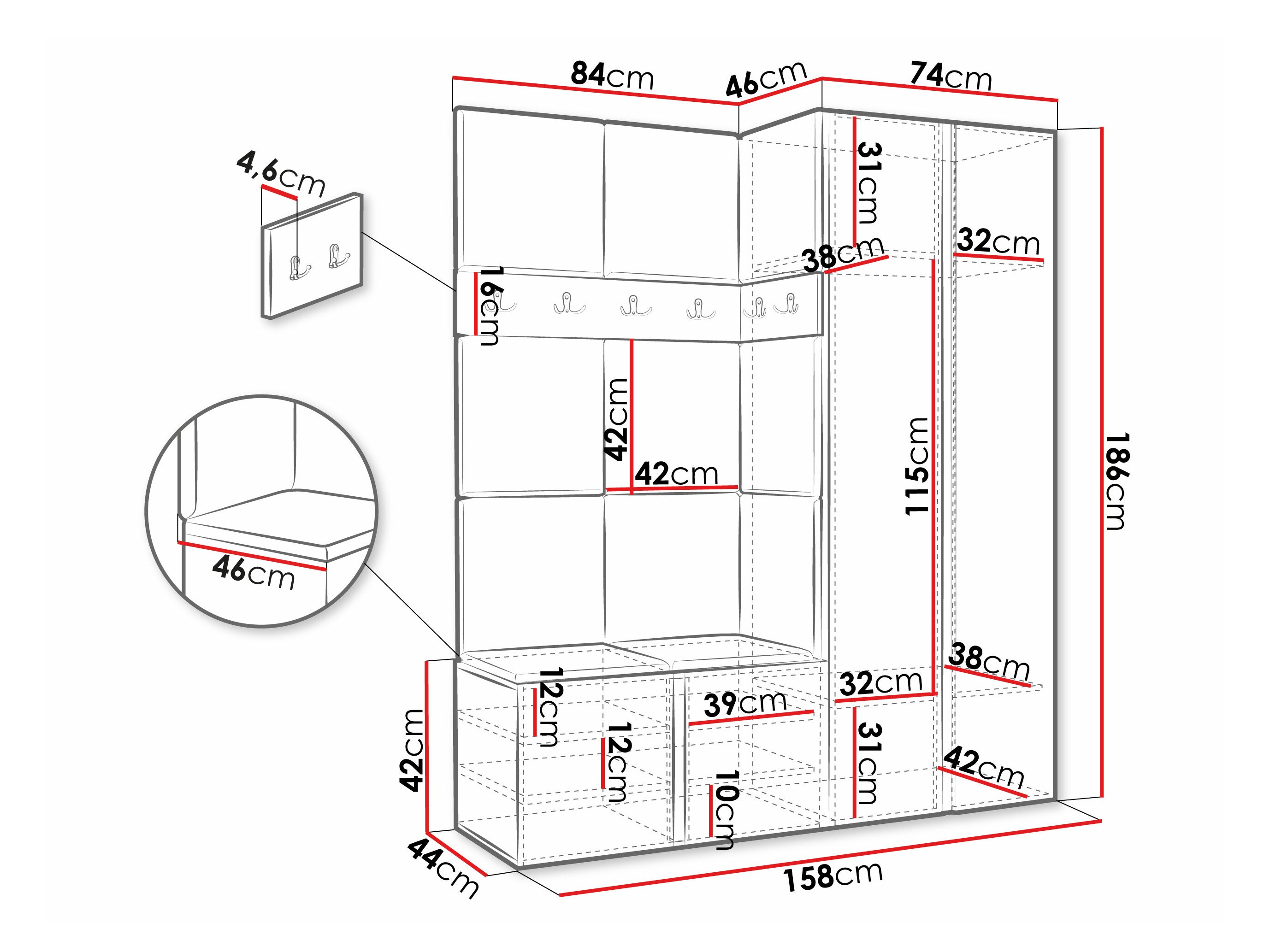 Set arredo da corridoio Pinis III (Rovere Artisan)