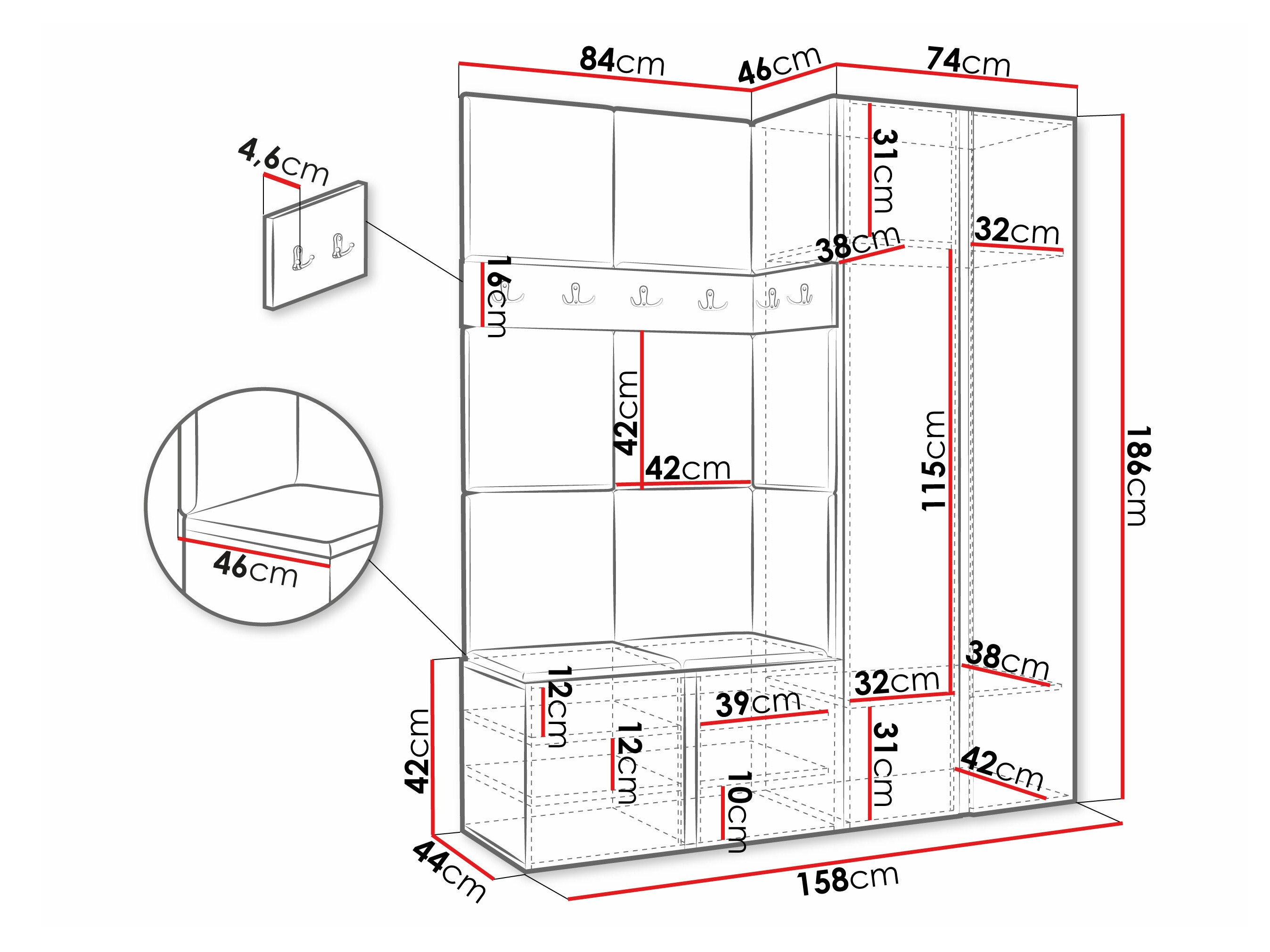 Set arredo da corridoio Pinis III (Rovere Artisan)