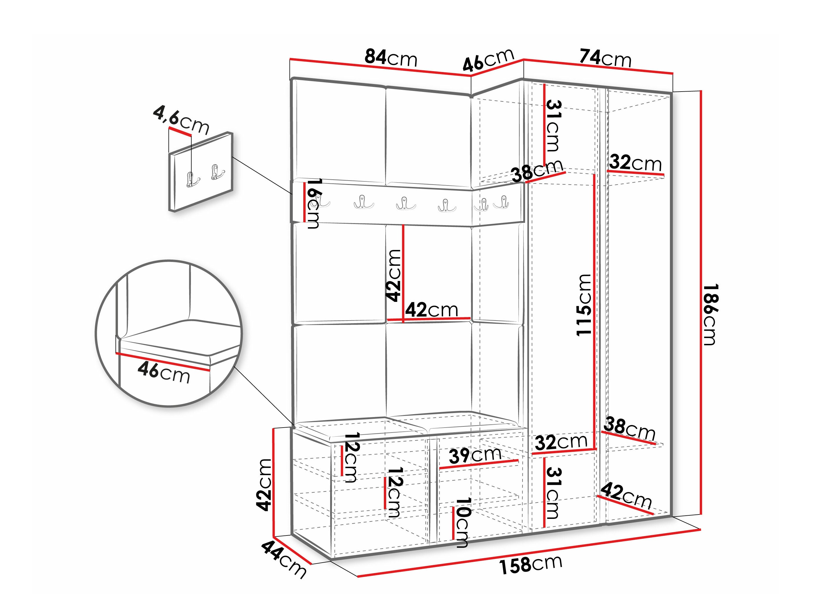 Set arredo da corridoio Pinis III (Rovere Artisan)