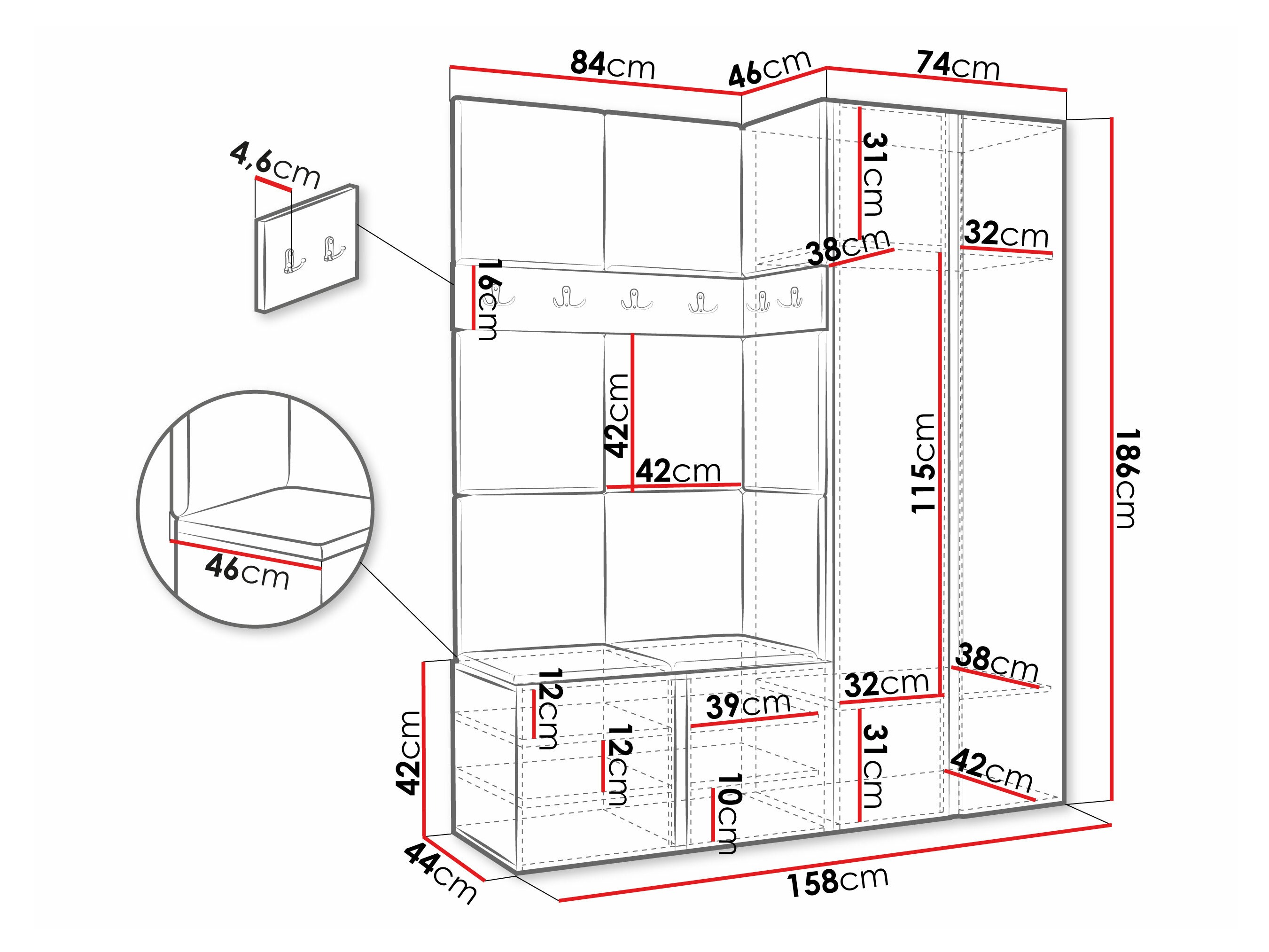 Set arredo da corridoio Pinis III (Rovere Artisan)