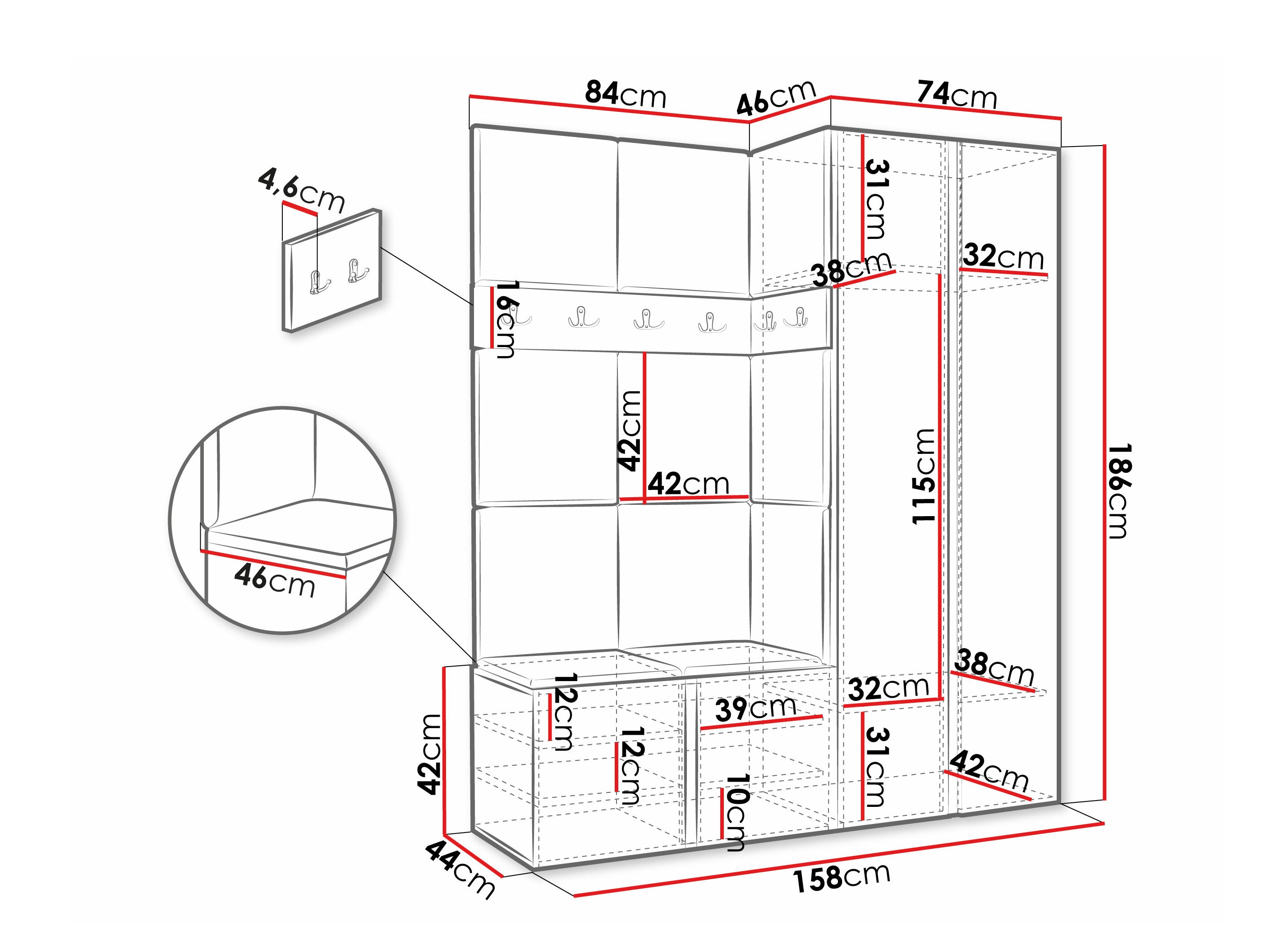 Set arredo da corridoio Pinis III (Rovere Artisan)