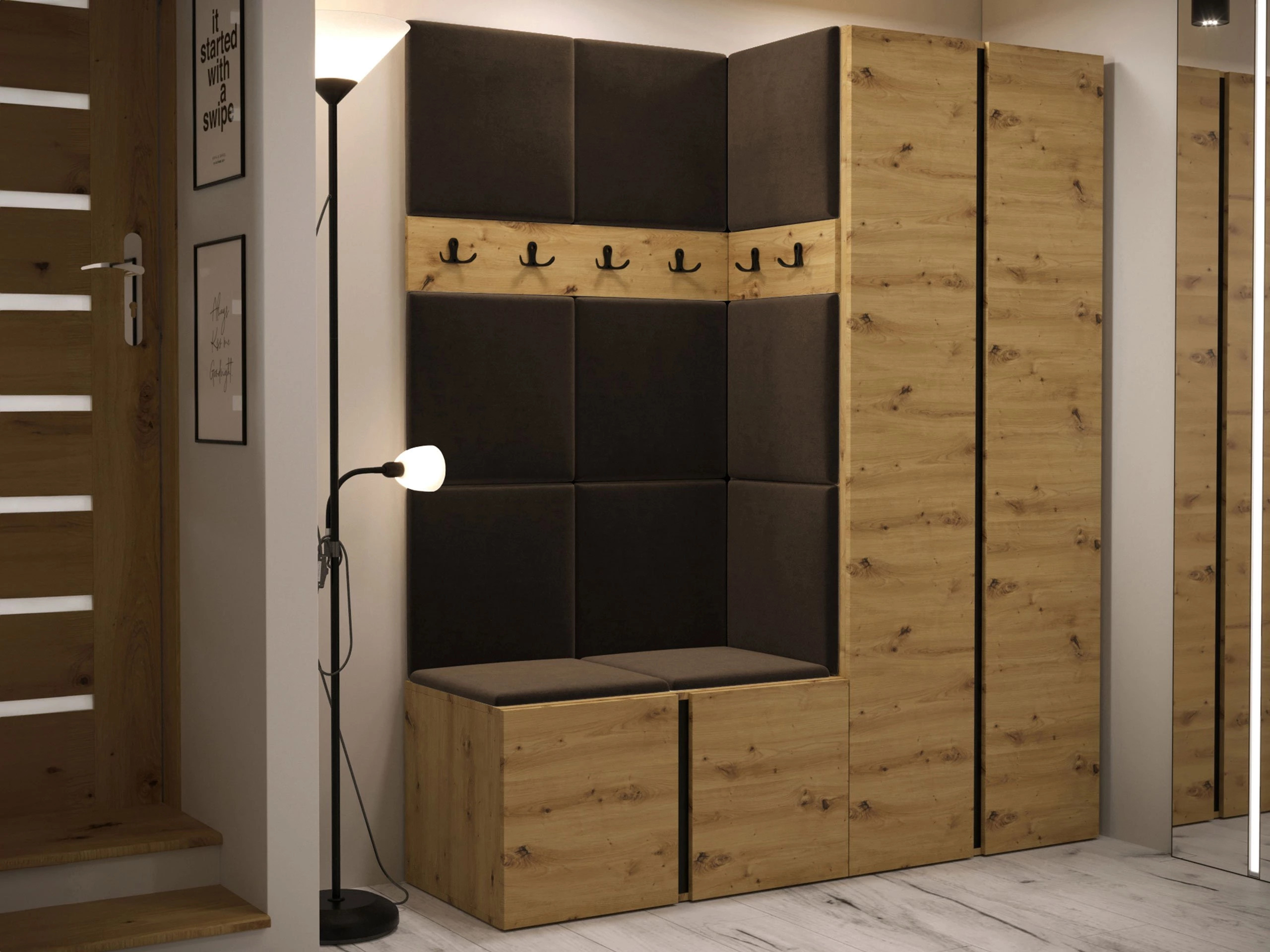 Set arredo da corridoio Pinis III (Rovere Artisan)