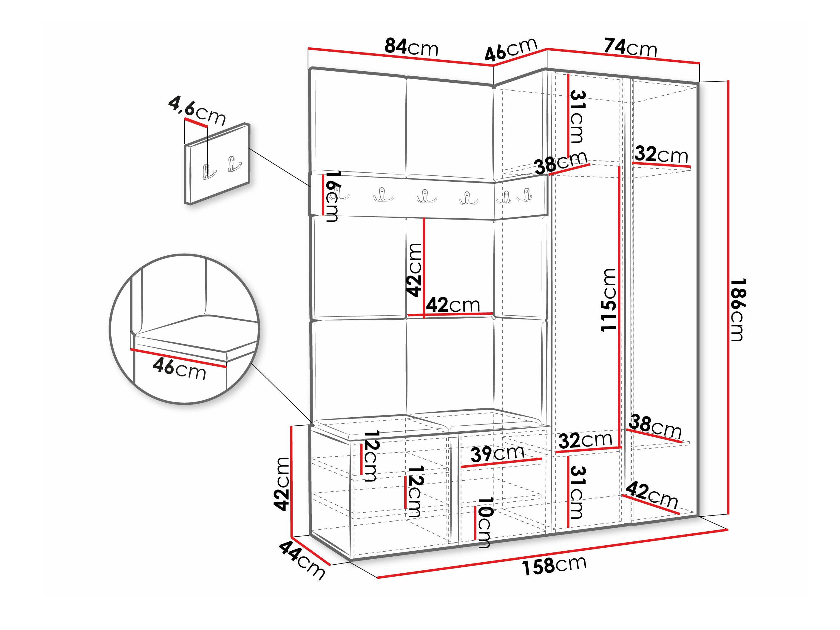 Set arredo da corridoio Pinis III (Rovere Artisan)