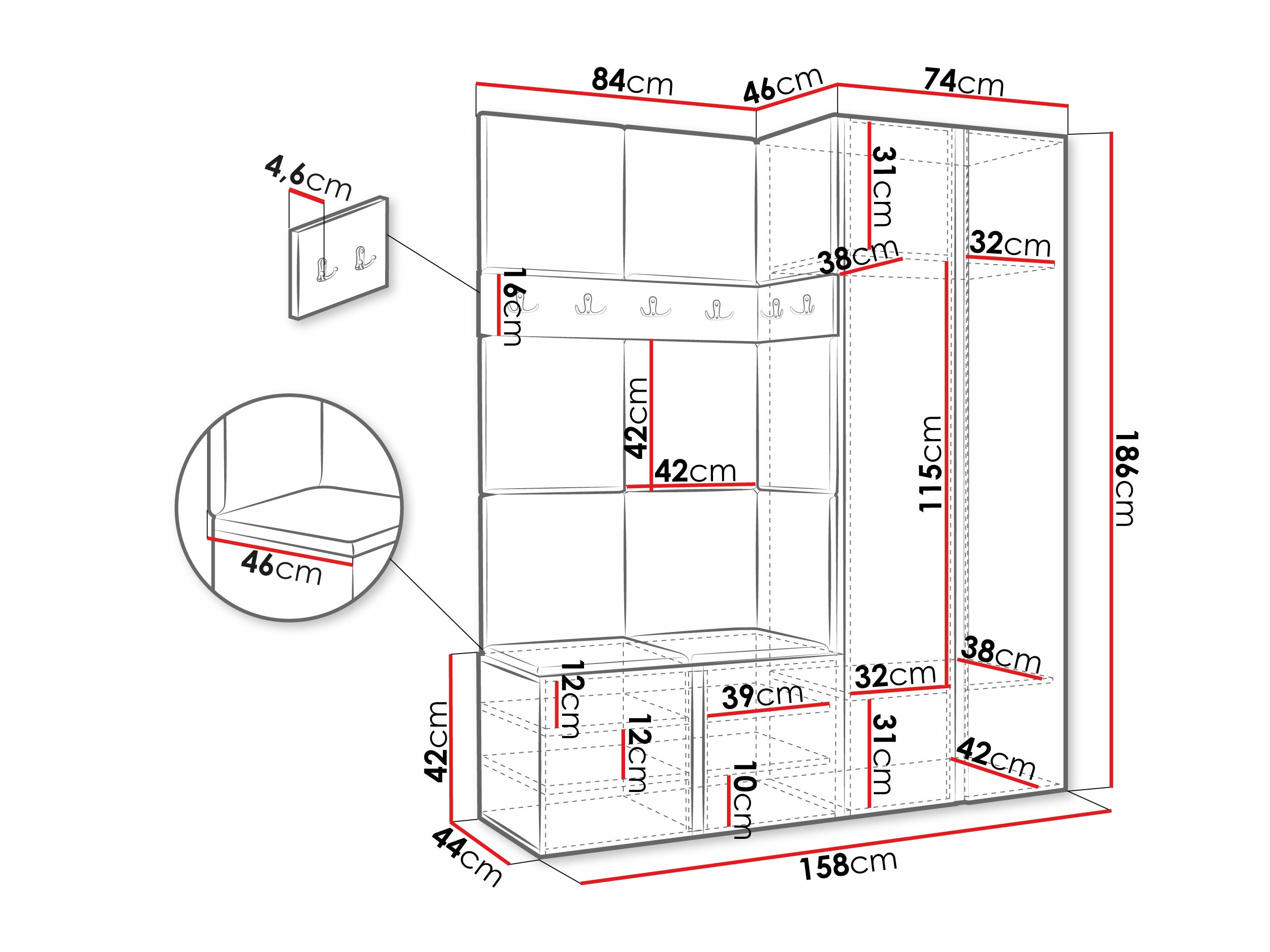 Set arredo da corridoio Pinis III (Rovere Artisan)
