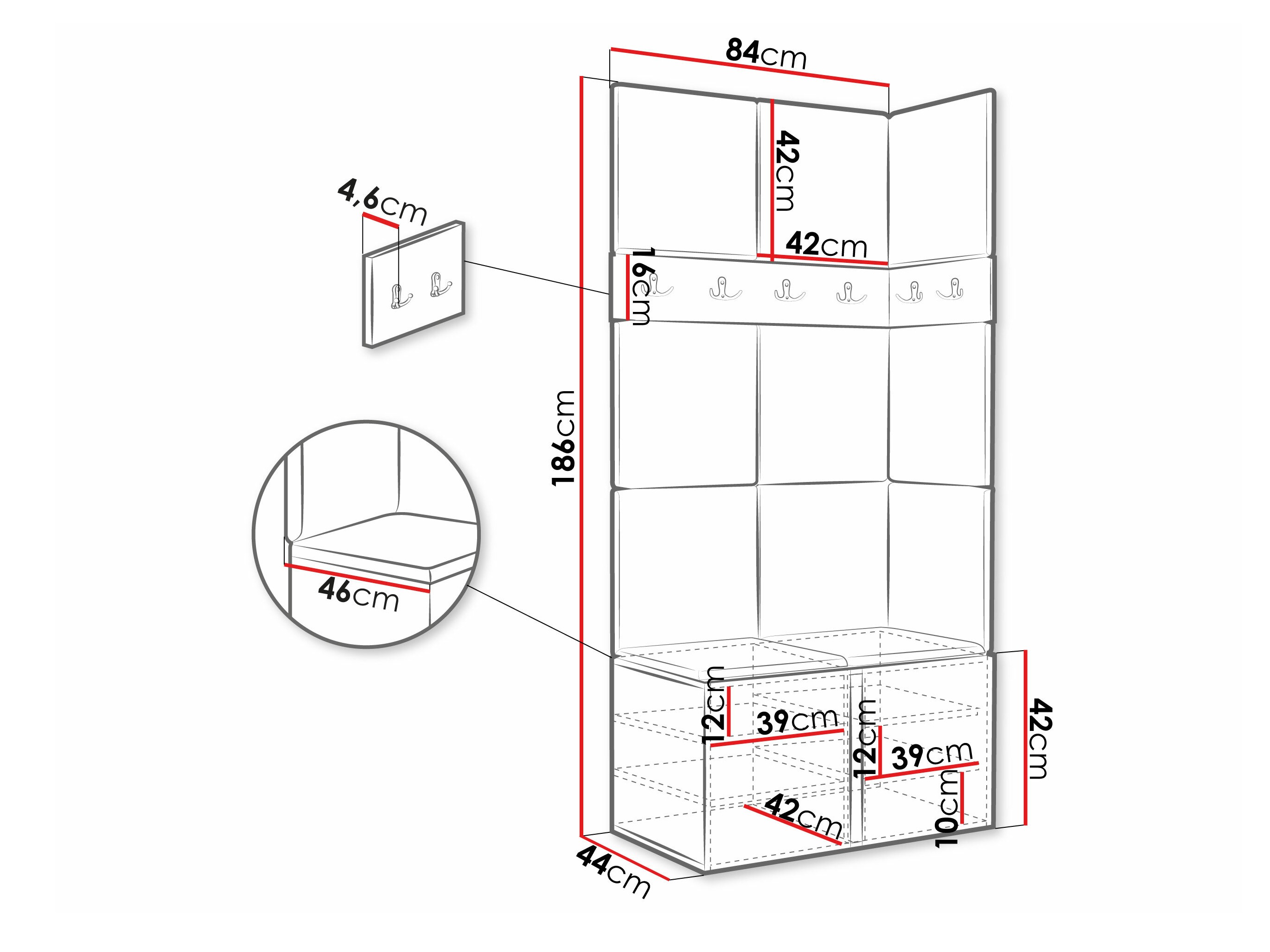 Set arredo da corridoio Pinis I (Bianco)