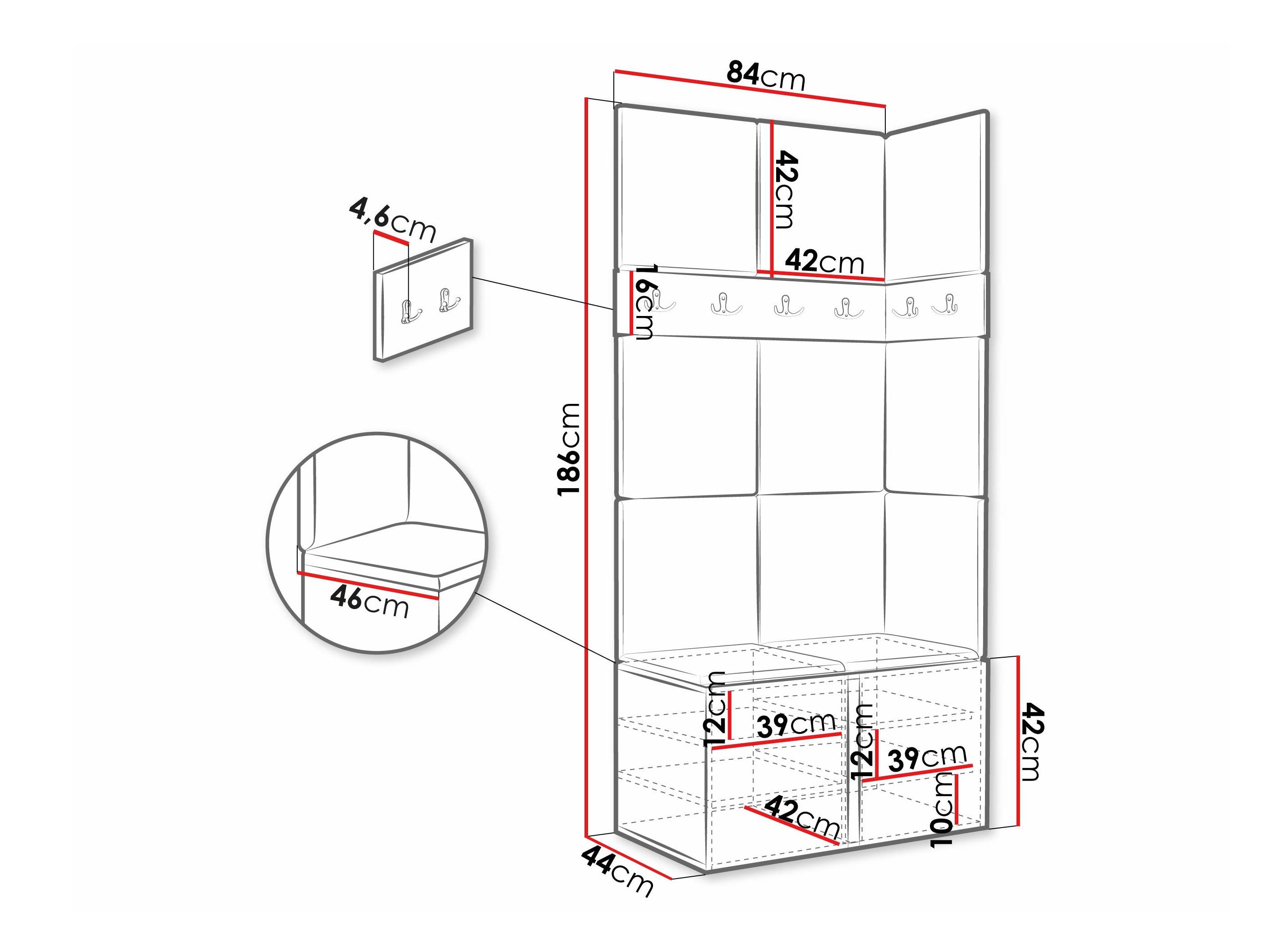 Set arredo da corridoio Pinis I (Bianco)