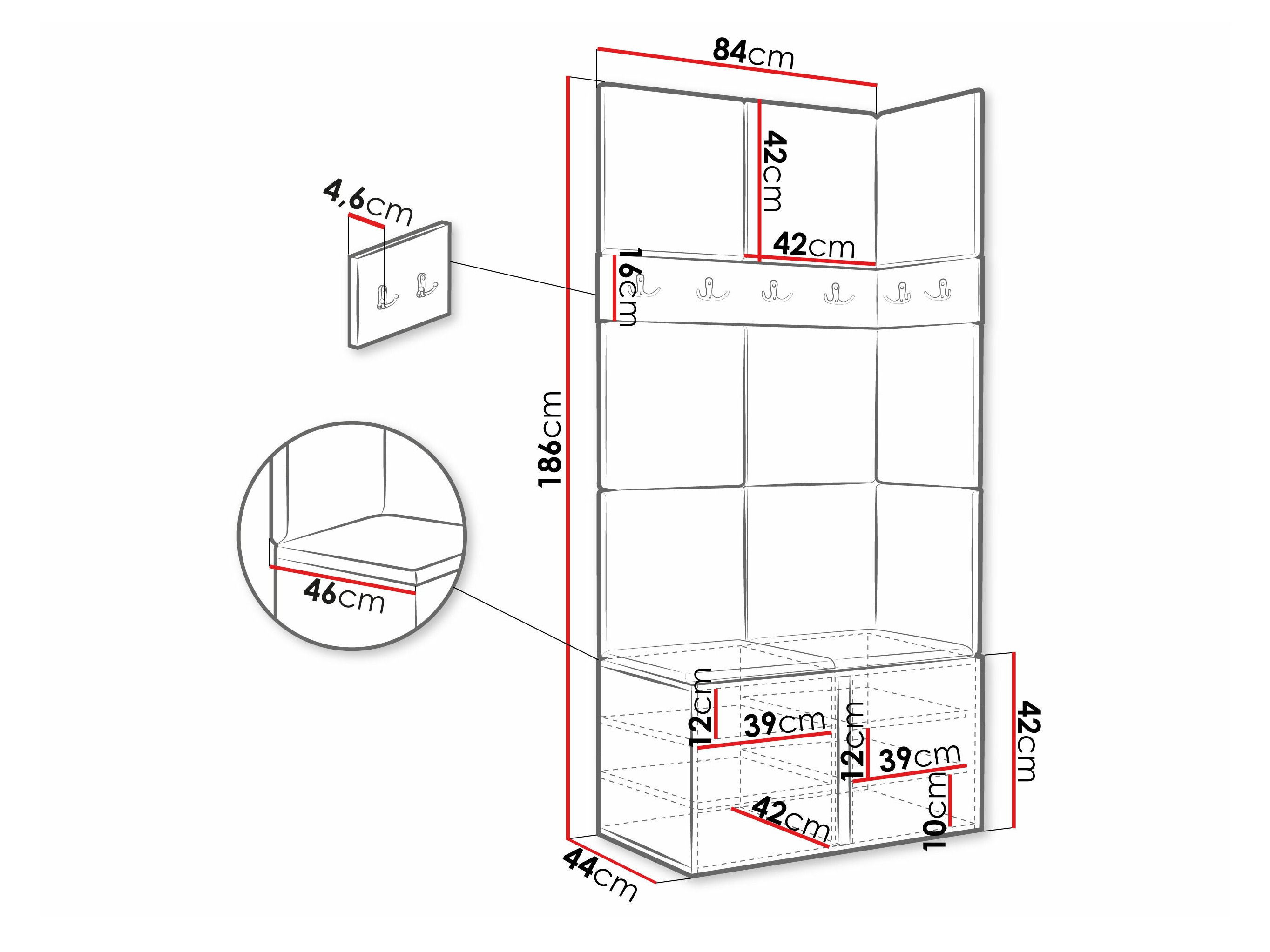 Set arredo da corridoio Pinis I (Bianco)