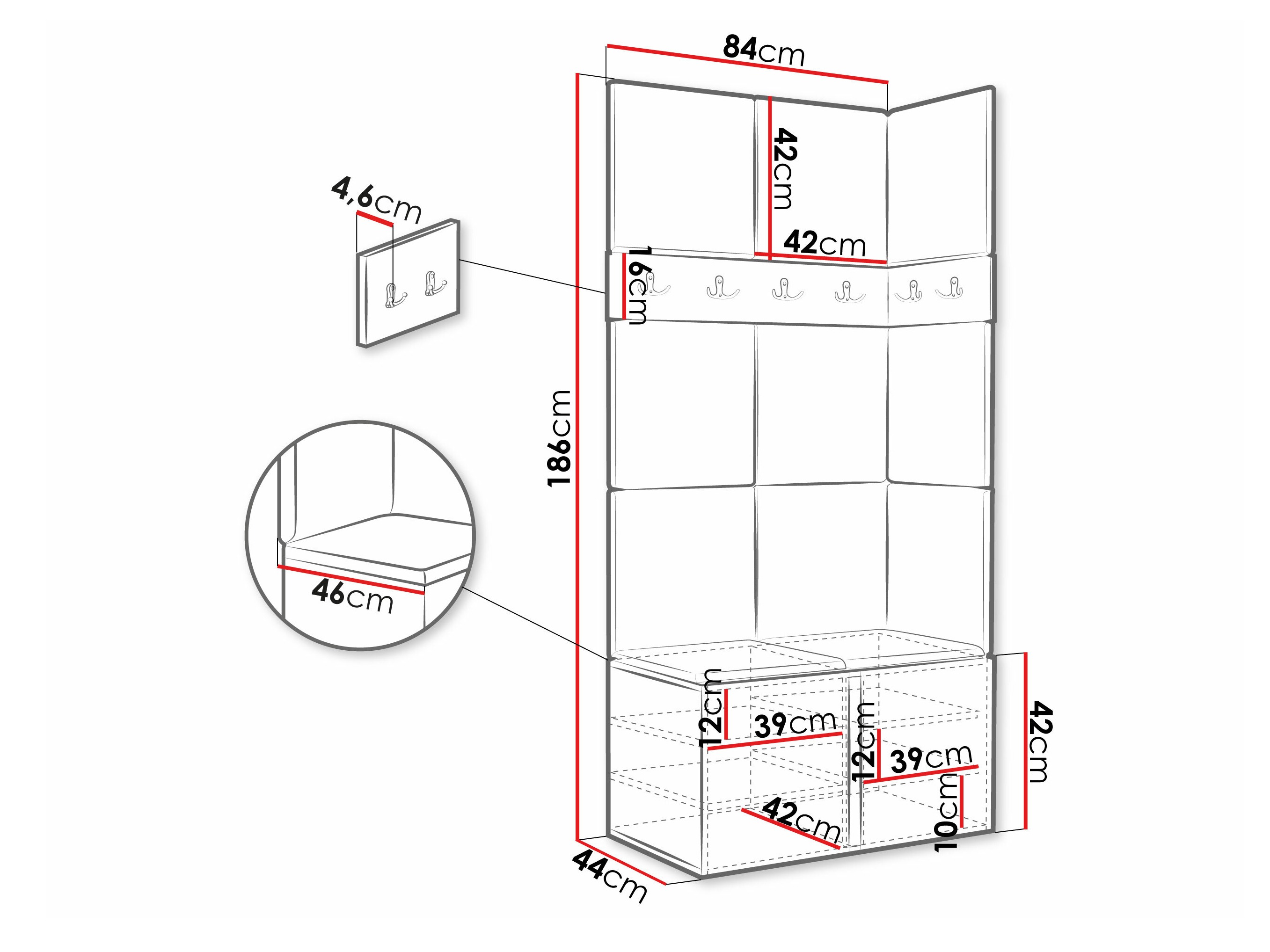 Set arredo da corridoio Pinis I (Bianco)
