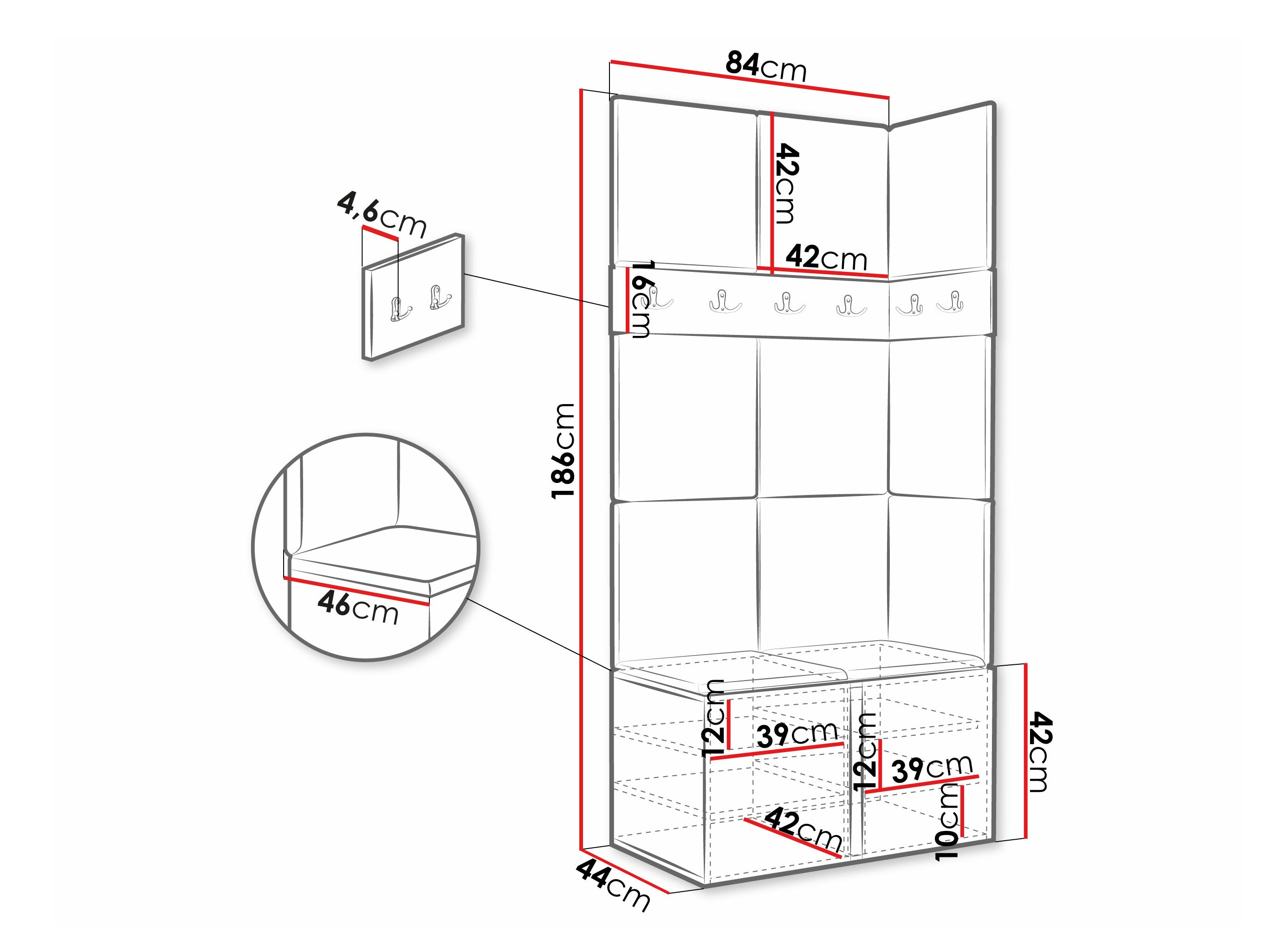 Set arredo da corridoio Pinis I (Bianco)
