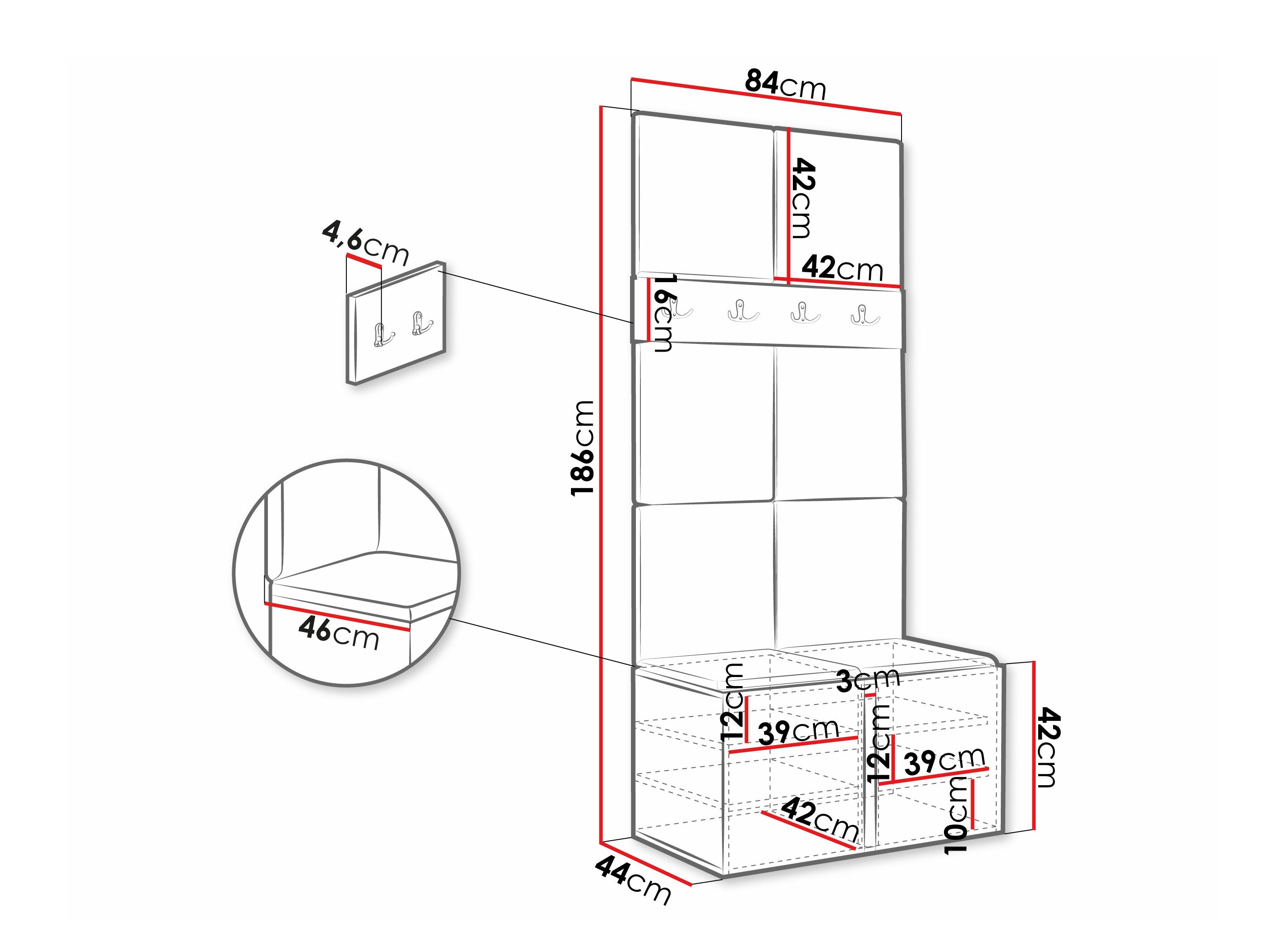 Set arredo da corridoio Hartford 267 (Bianco)