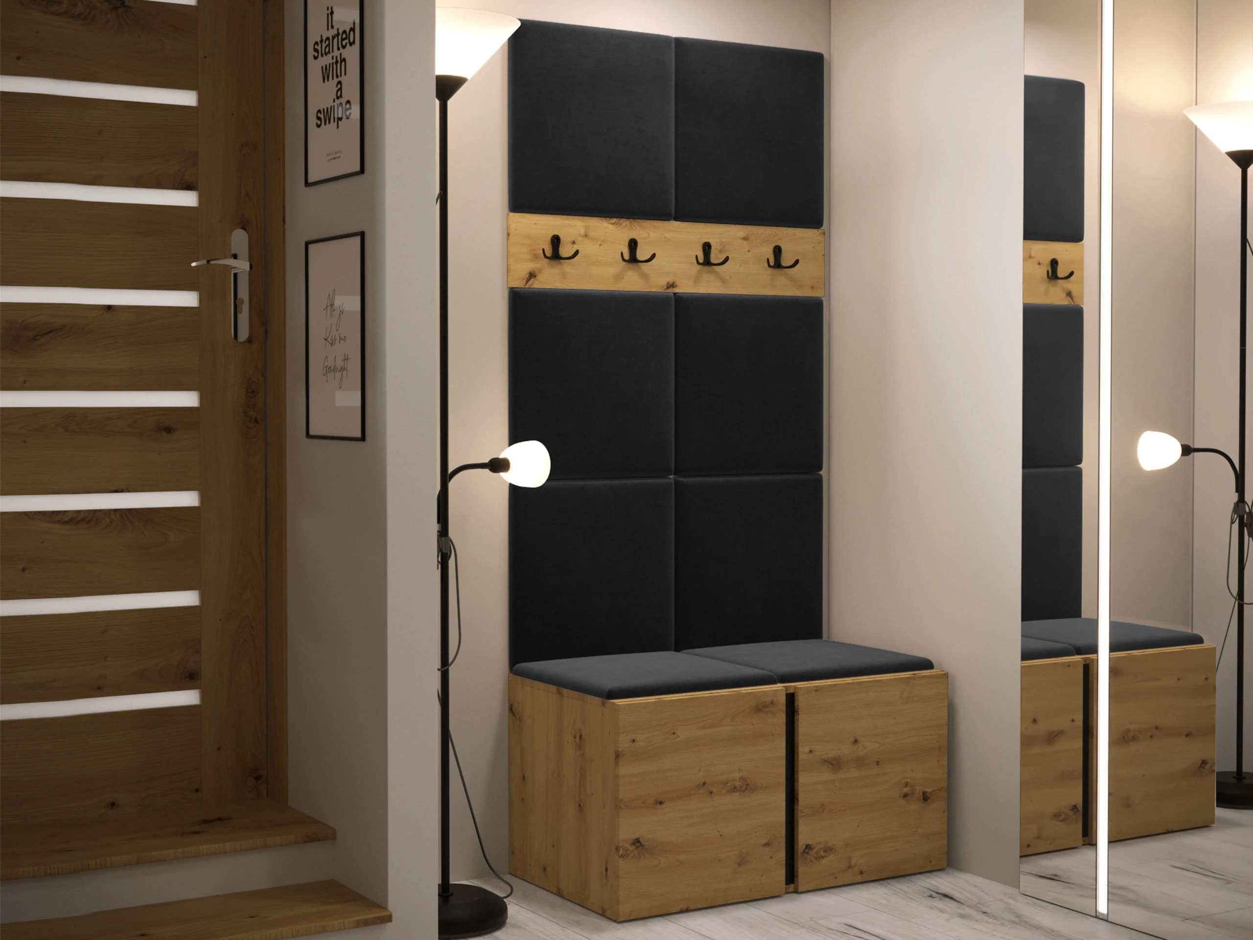 Set arredo da corridoio Pinis IV (Rovere Artisan)