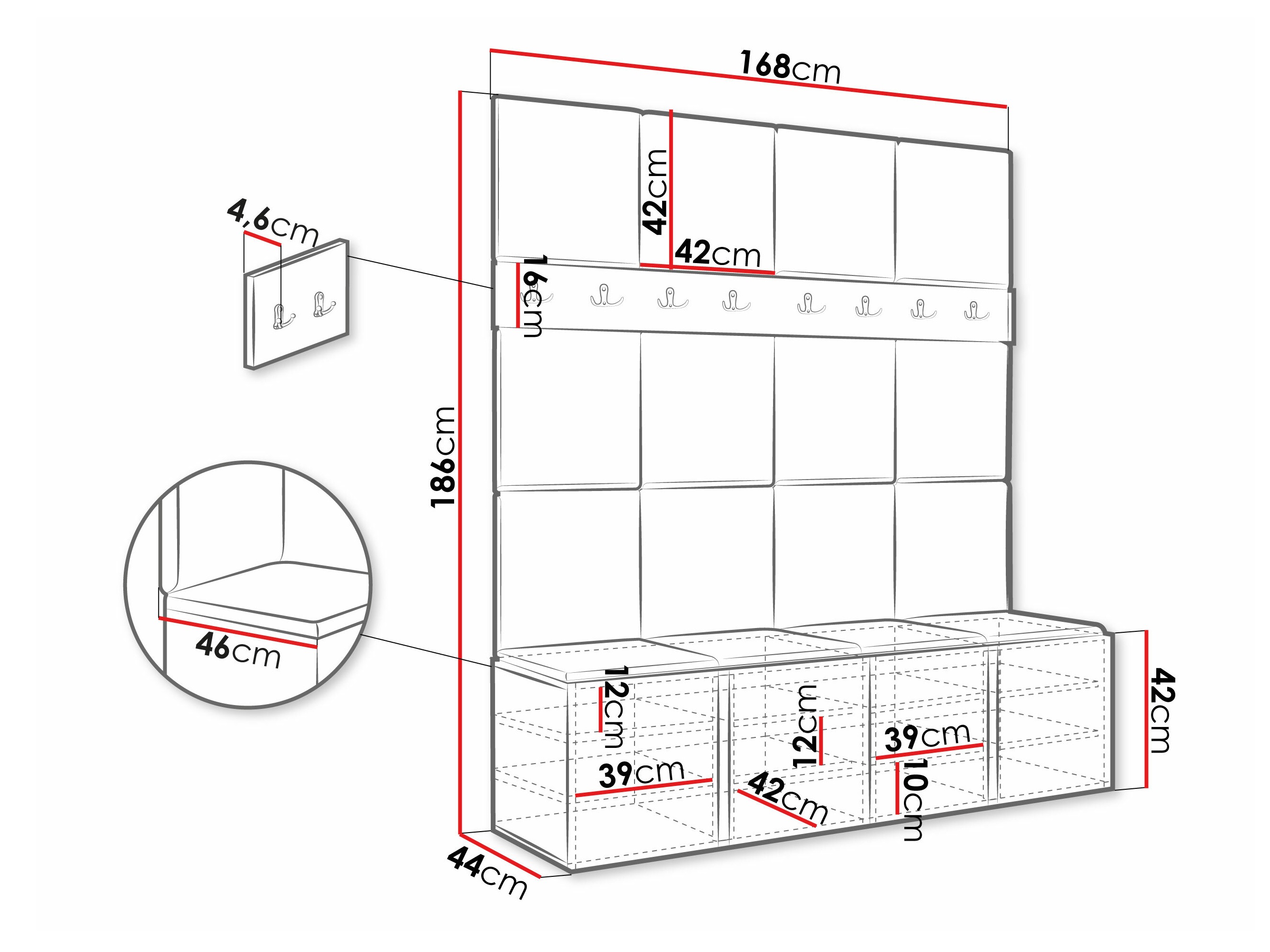 Set arredo da corridoio Pinis V (Eco pelle Soft 011)