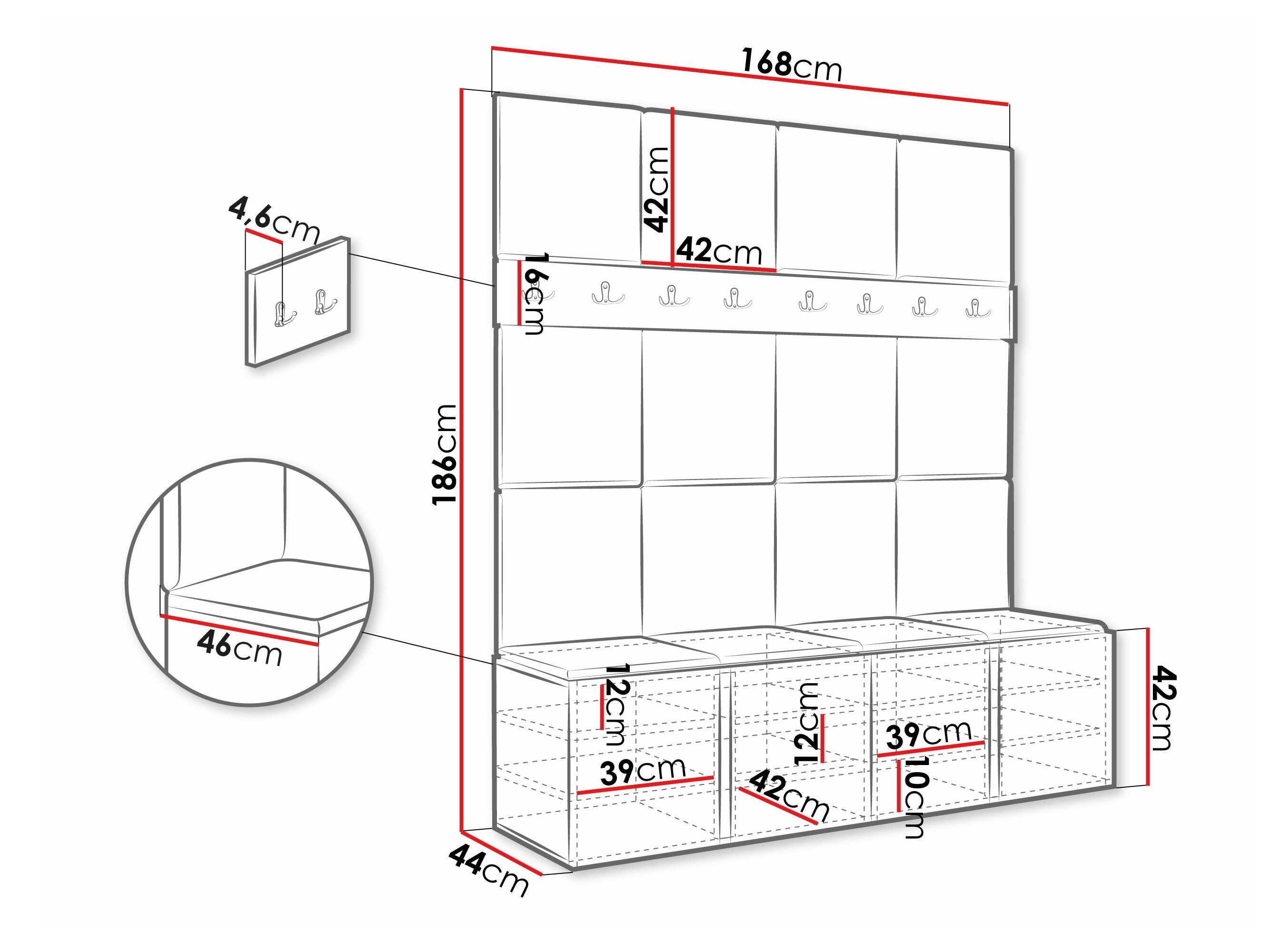 Set arredo da corridoio Pinis V (Eco pelle Soft 017)