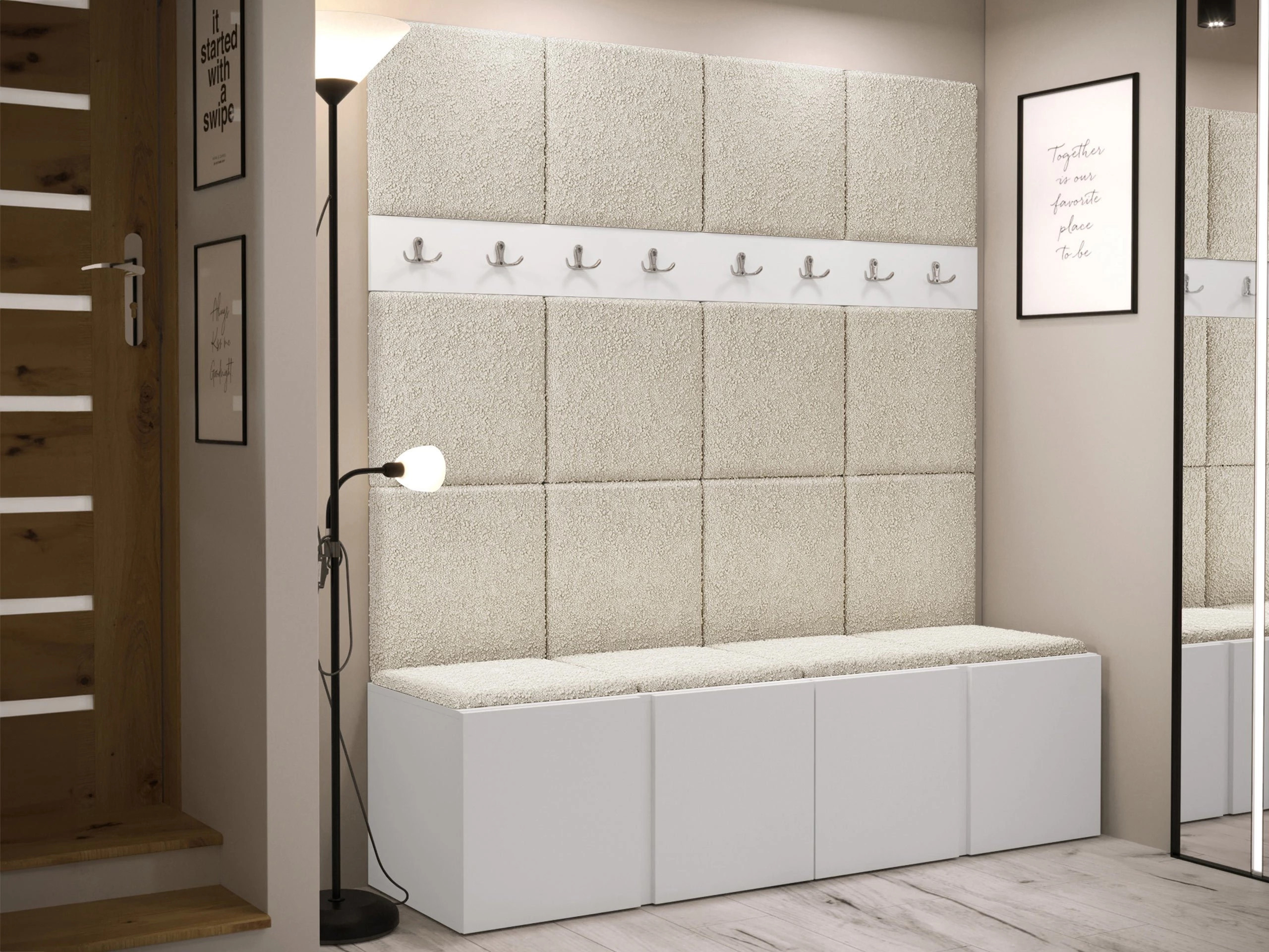 Set arredo da corridoio Pinis V (Bianco)