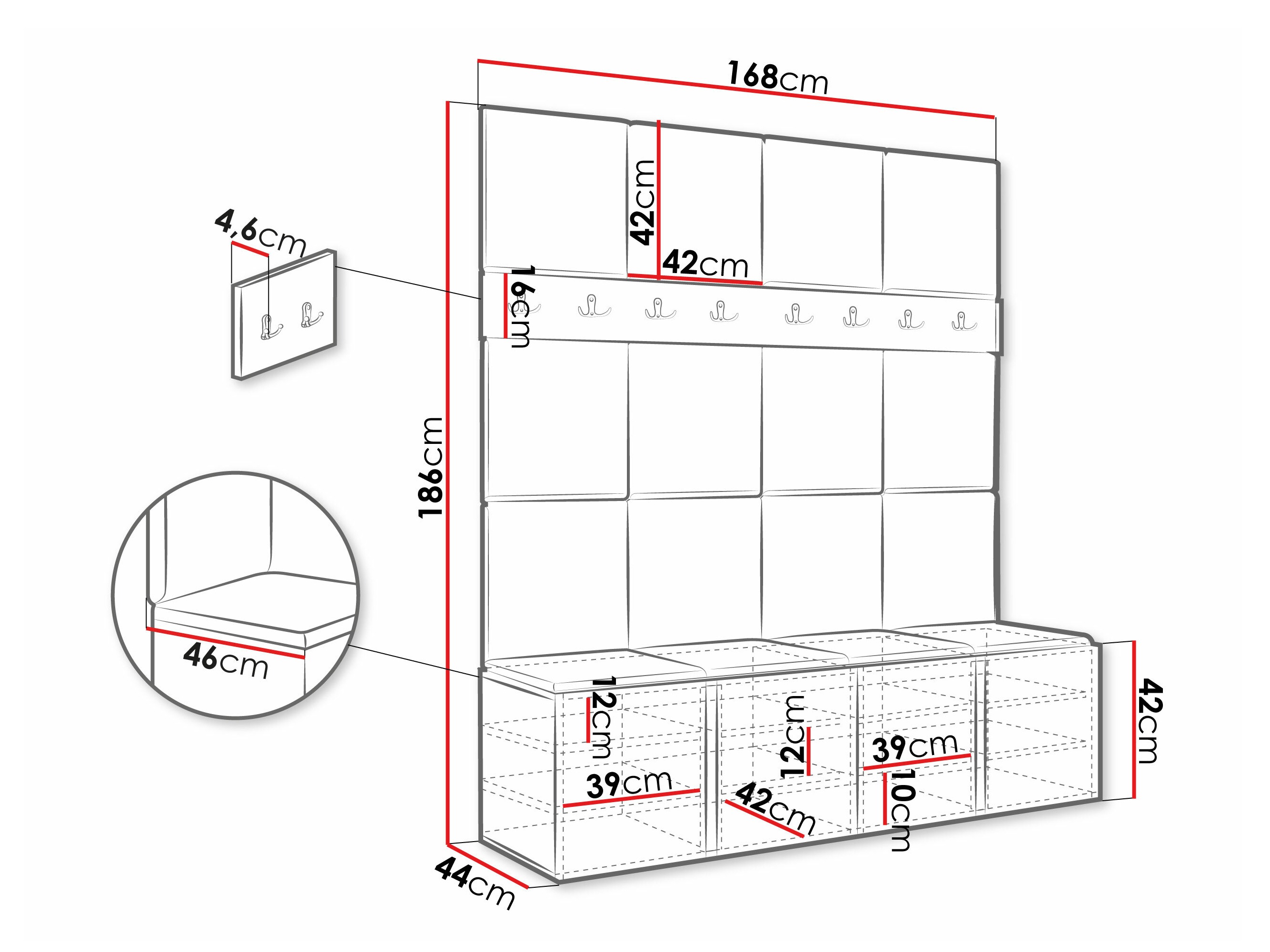 Set arredo da corridoio Pinis V (Eco pelle Soft 011)