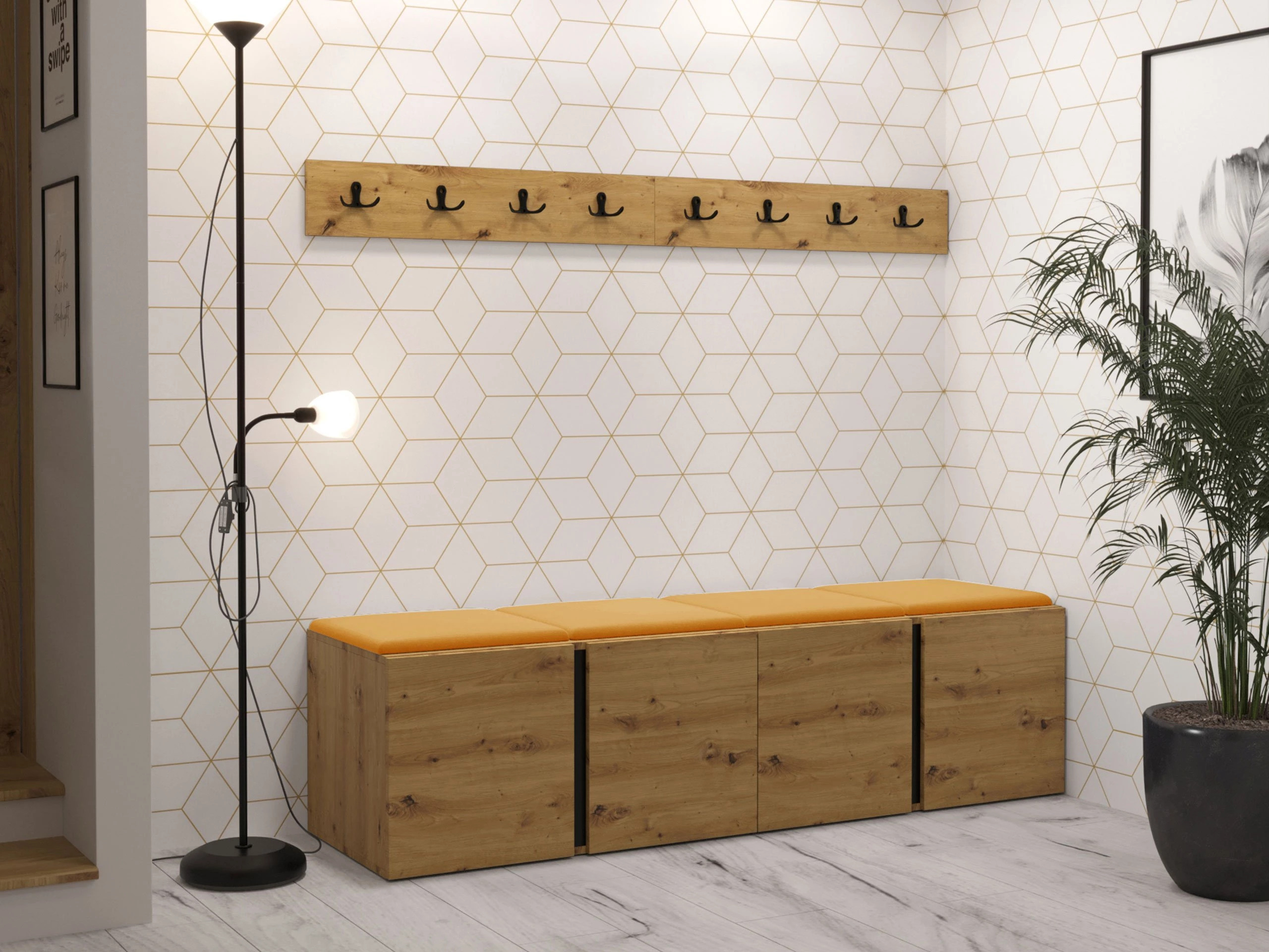 Set arredo da corridoio Pinis VII (Rovere Artisan)