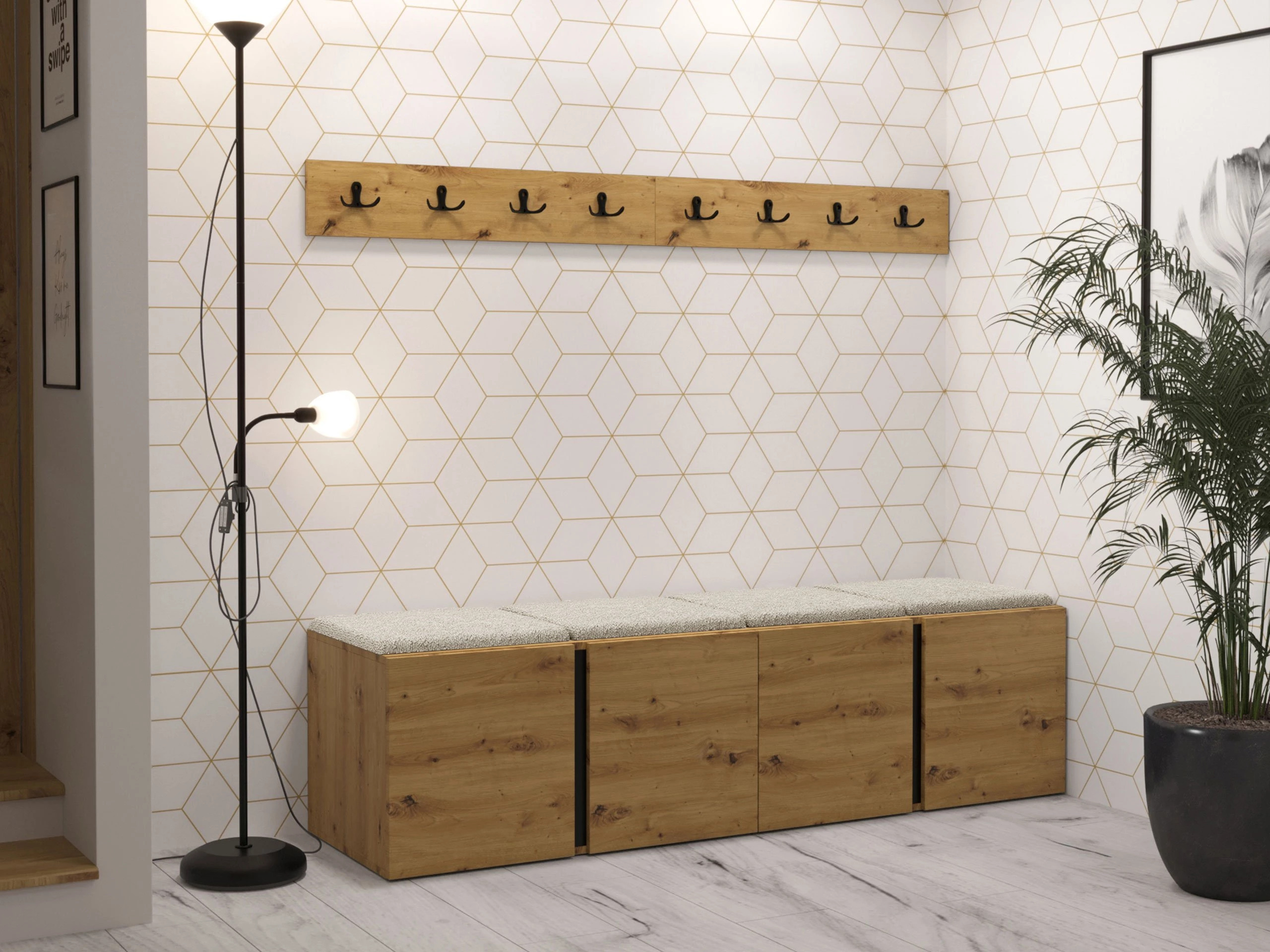 Set arredo da corridoio Pinis VII (Rovere Artisan)