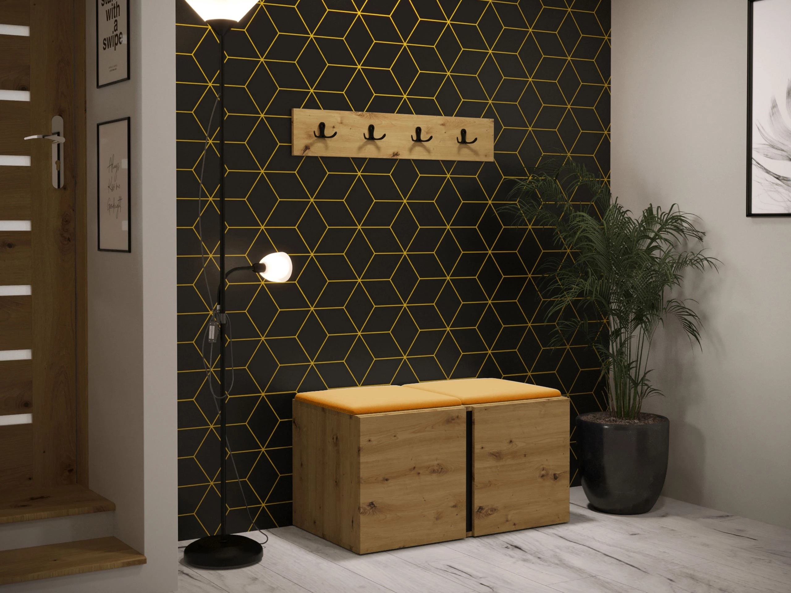 Set arredo da corridoio Pinis VI (Rovere Artisan)