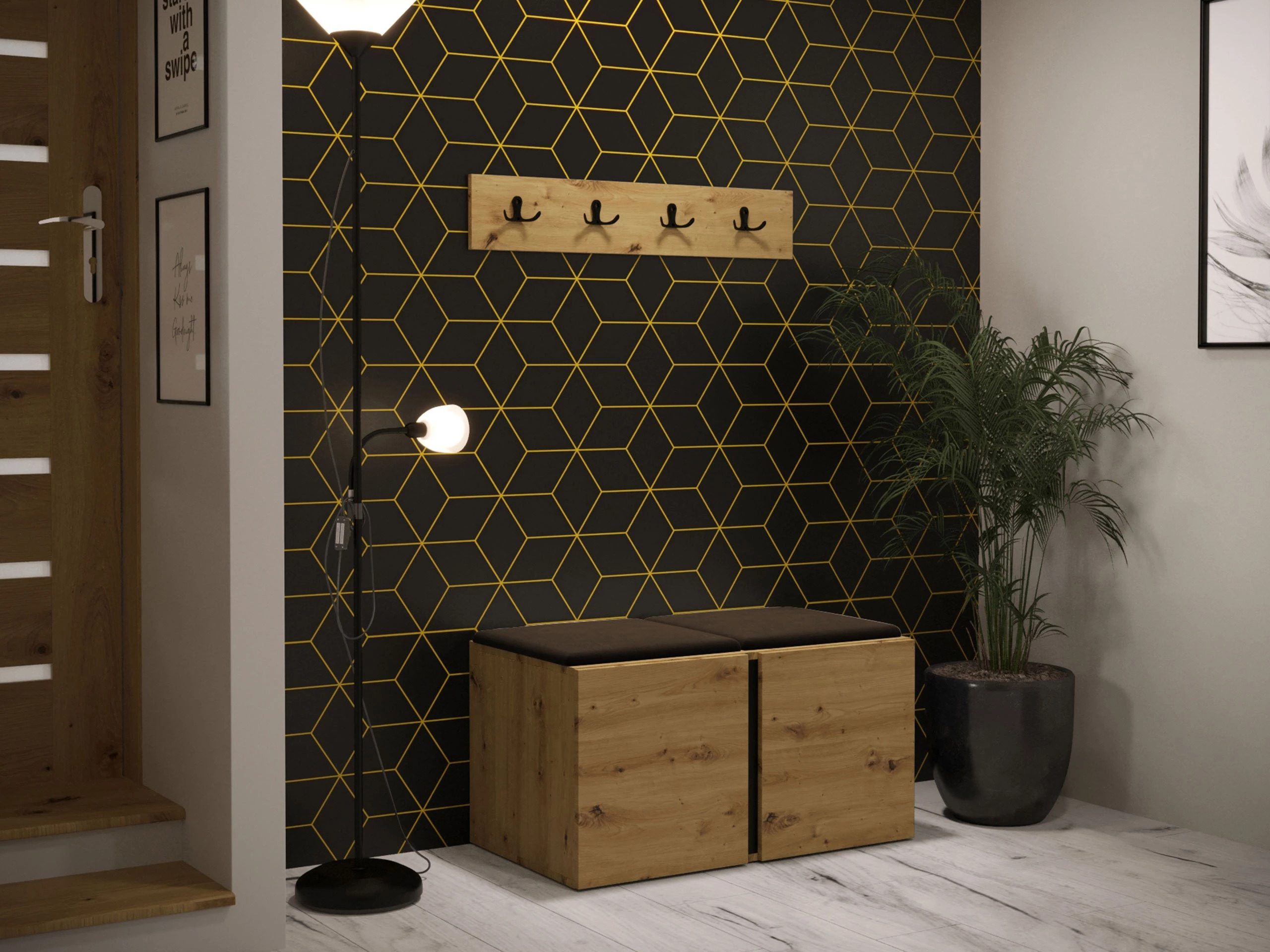 Set arredo da corridoio Pinis VI (Rovere Artisan)
