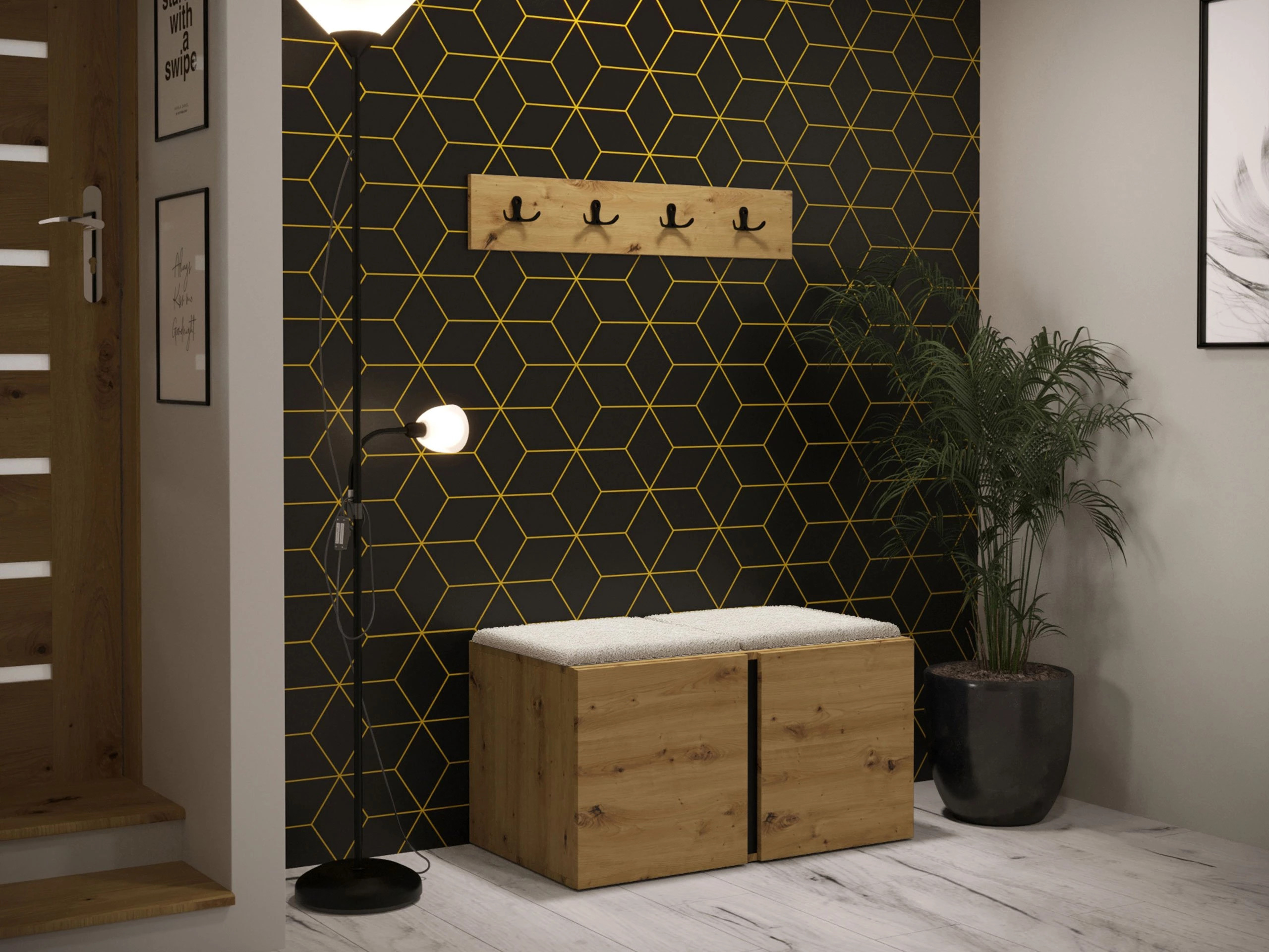 Set arredo da corridoio Pinis VI (Rovere Artisan)
