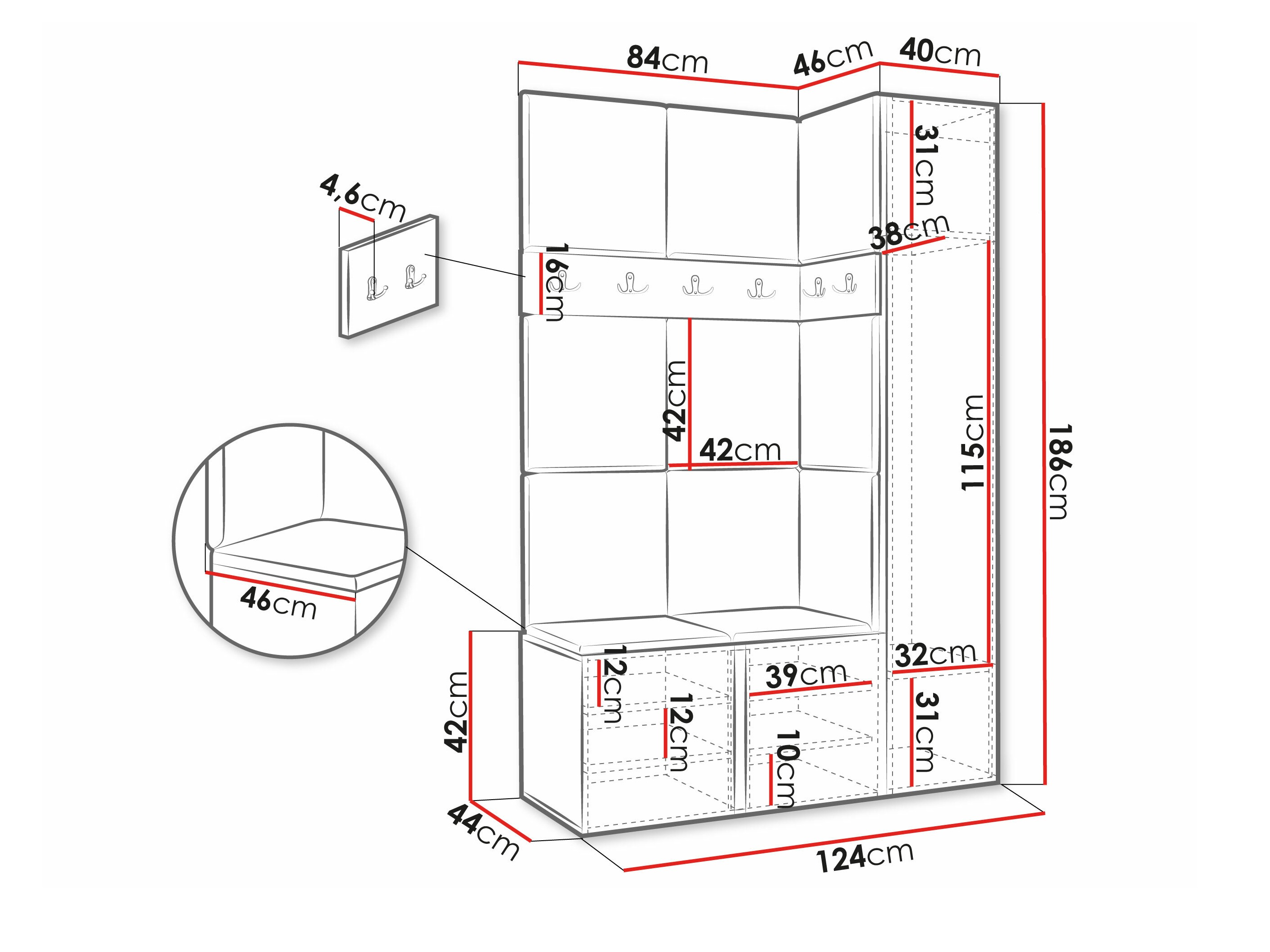 Set arredo da corridoio Hartford 471 (Bianco)