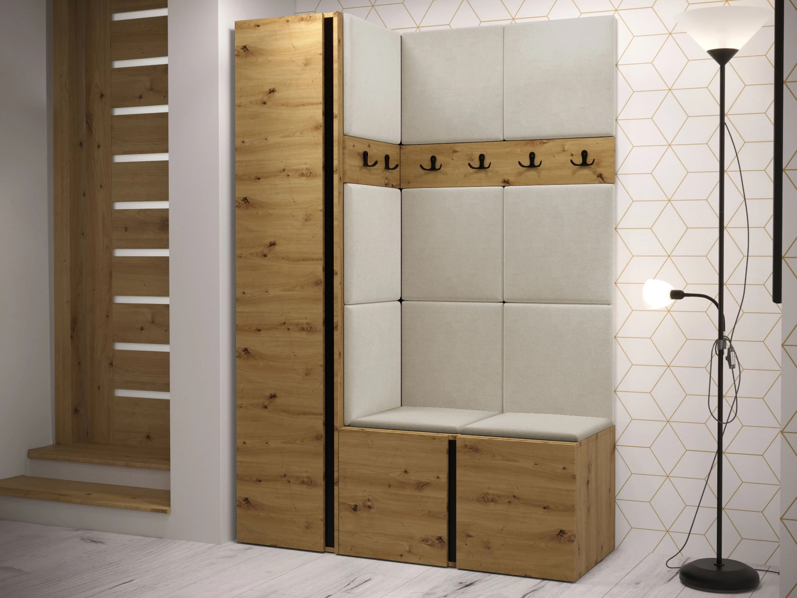 Set arredo da corridoio Pinis IX (Rovere Artisan)