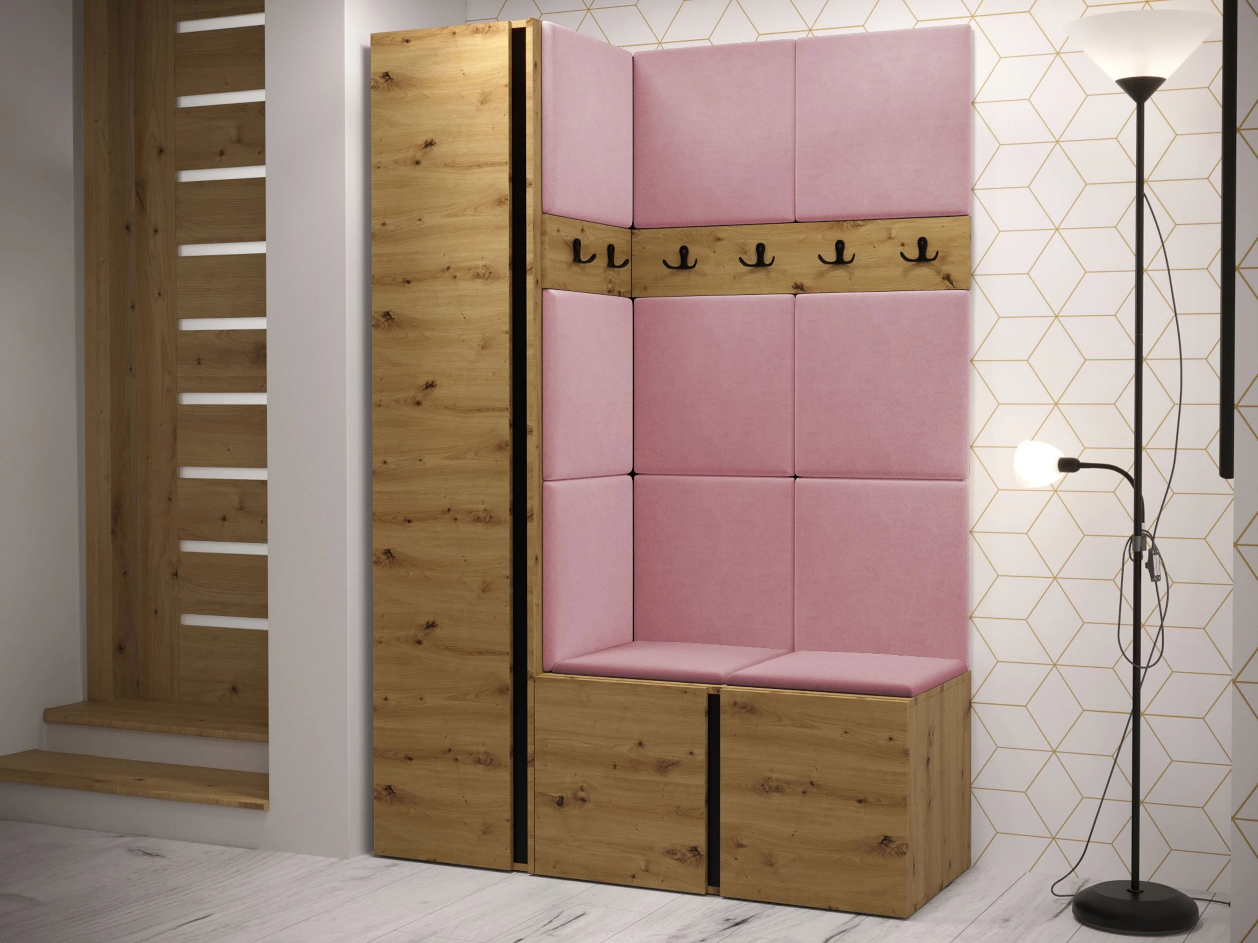 Set arredo da corridoio Pinis IX (Rovere Artisan)