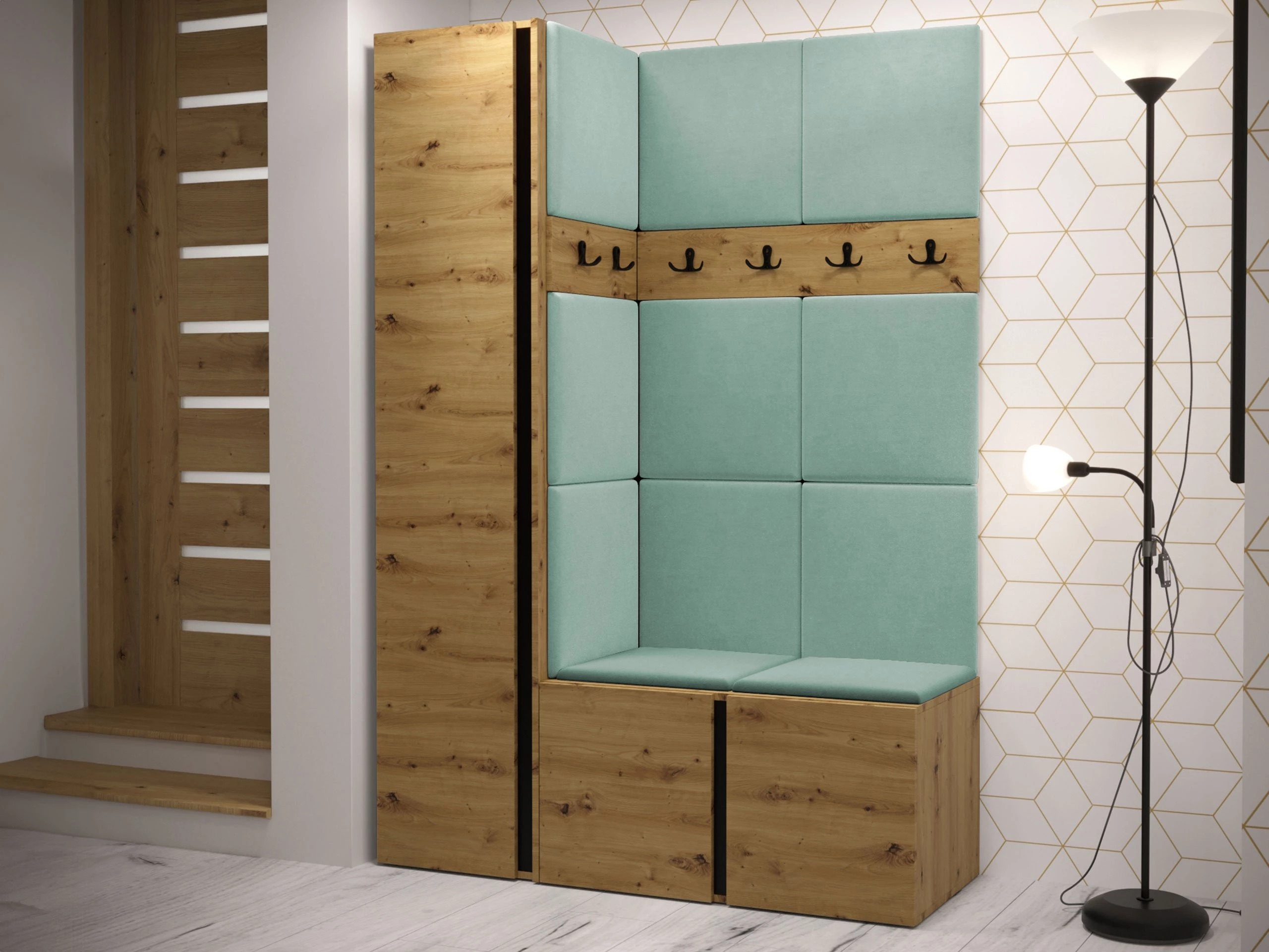 Set arredo da corridoio Pinis IX (Rovere Artisan)