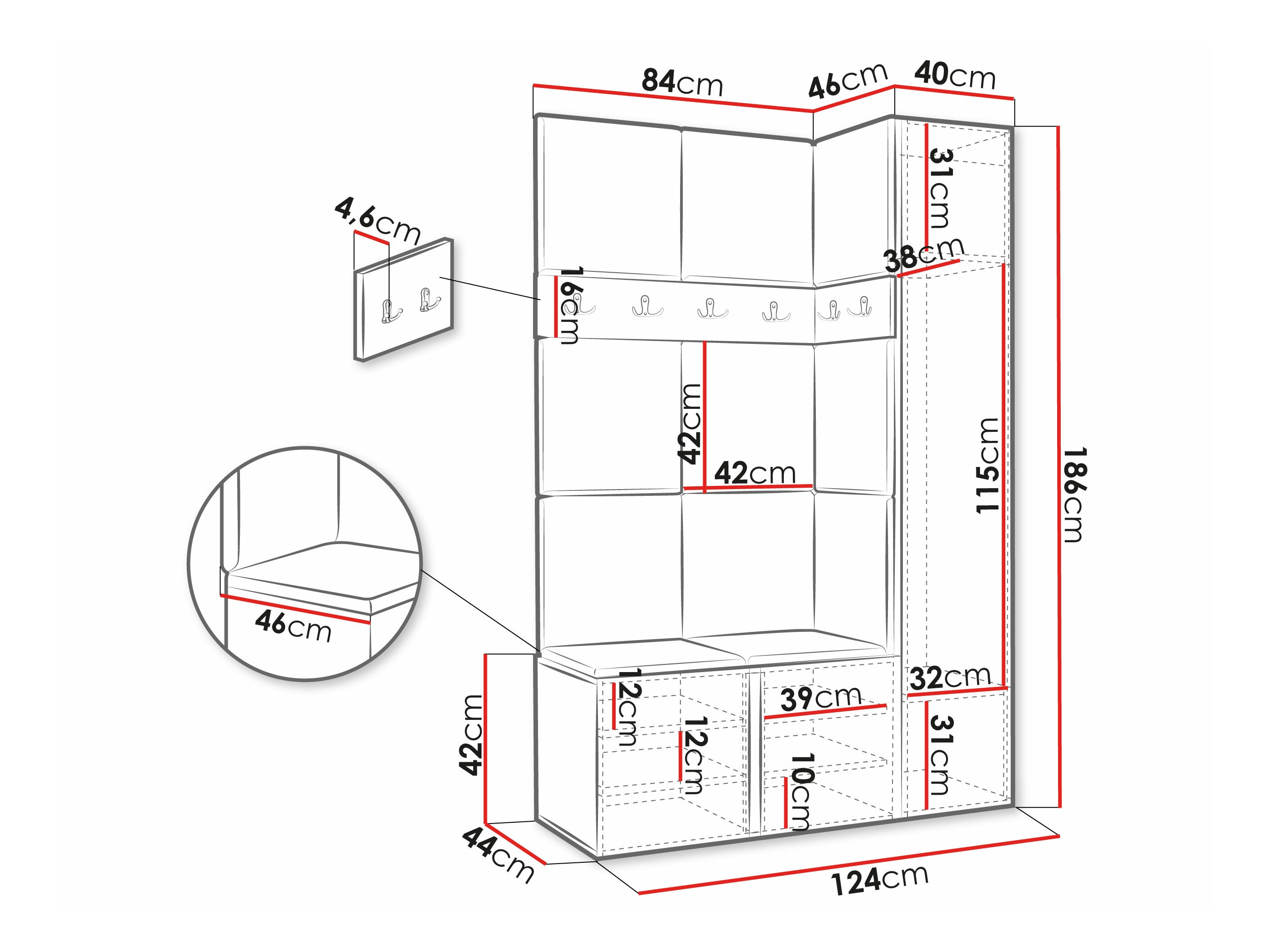 Set arredo da corridoio Pinis IX (Rovere Artisan)