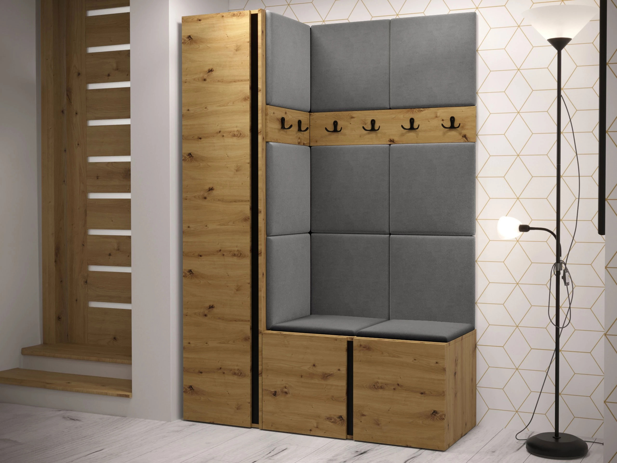 Set arredo da corridoio Pinis IX (Rovere Artisan)