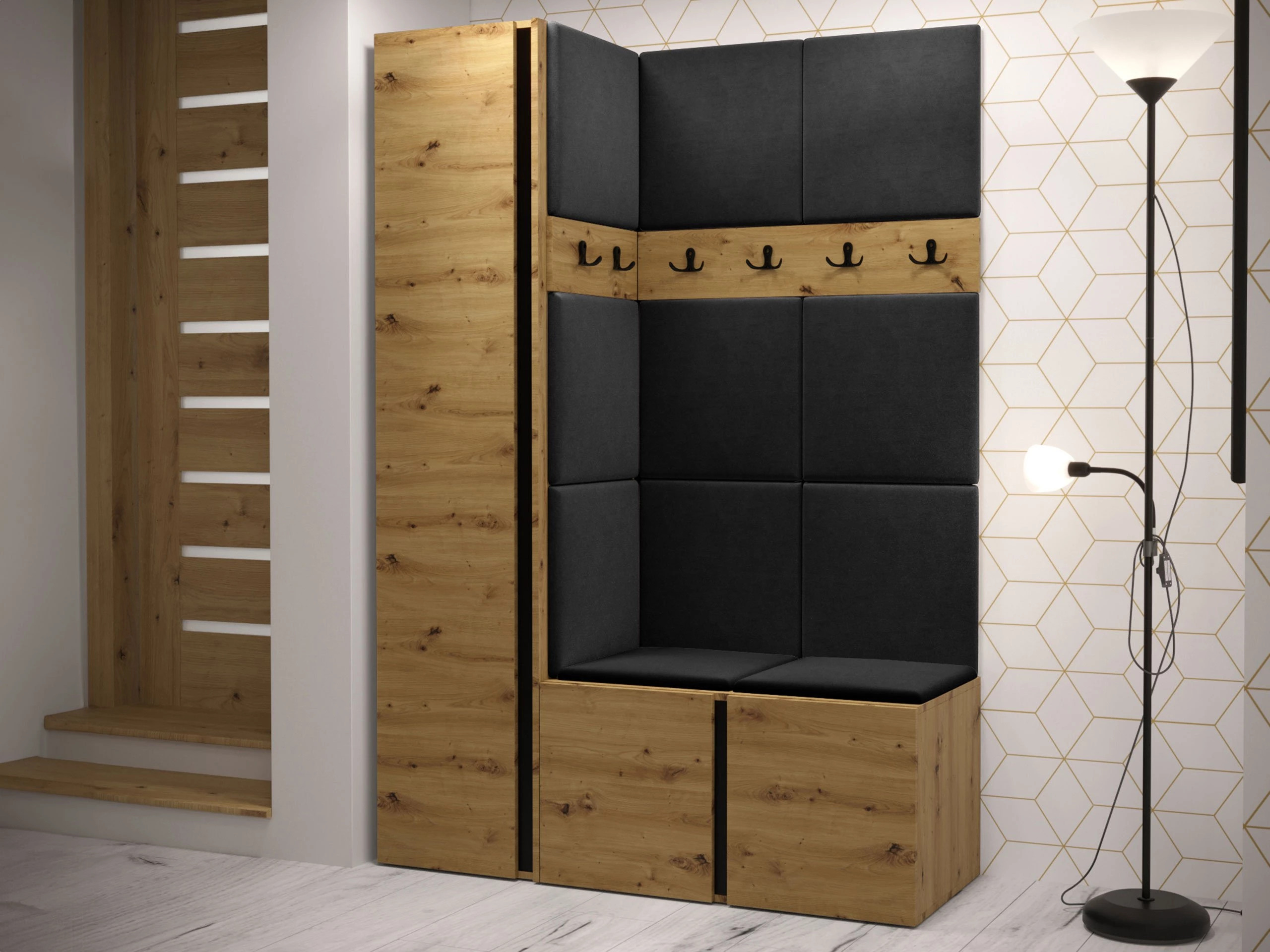 Set arredo da corridoio Pinis IX (Rovere Artisan)