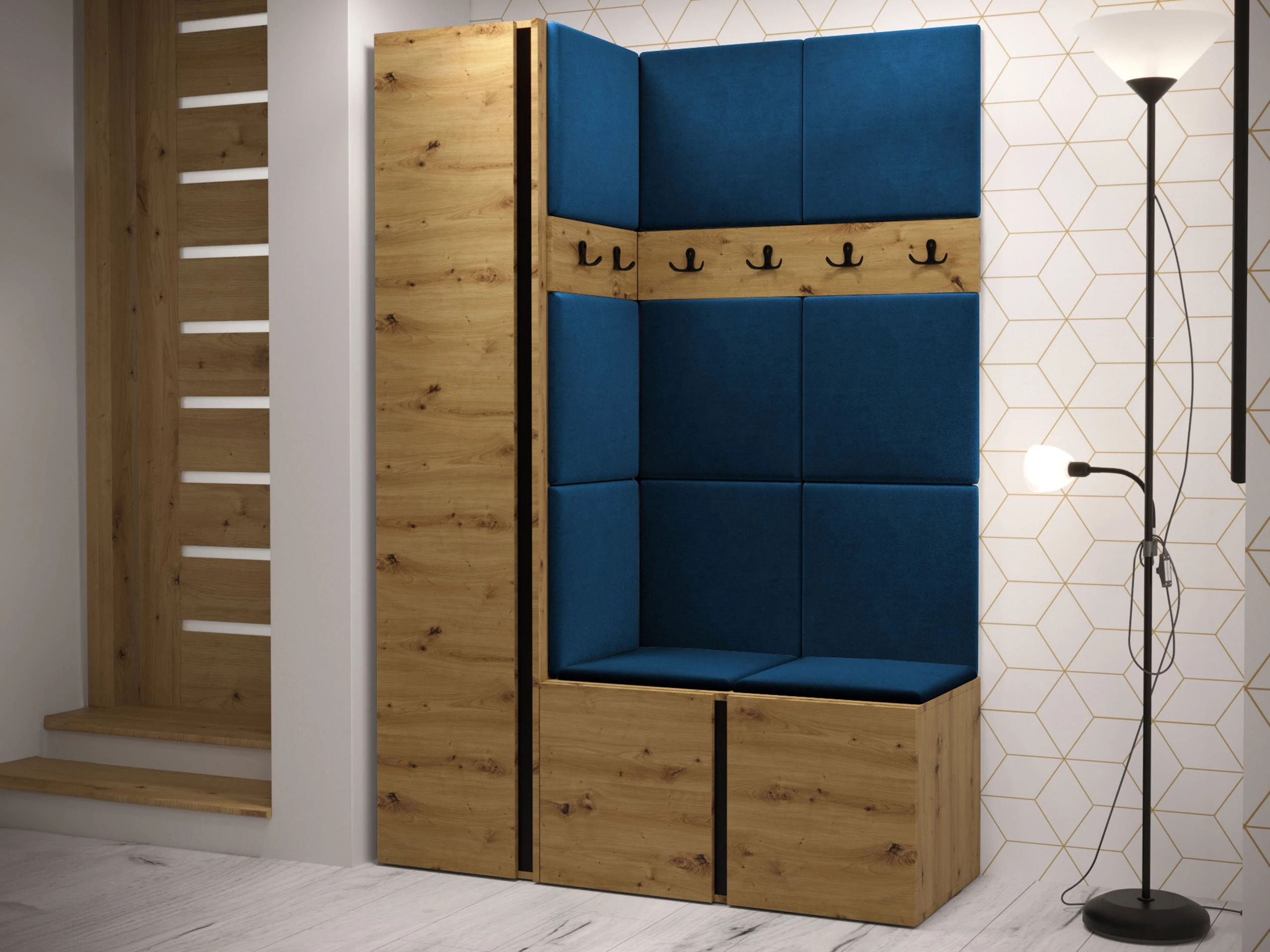 Set arredo da corridoio Pinis IX (Rovere Artisan)