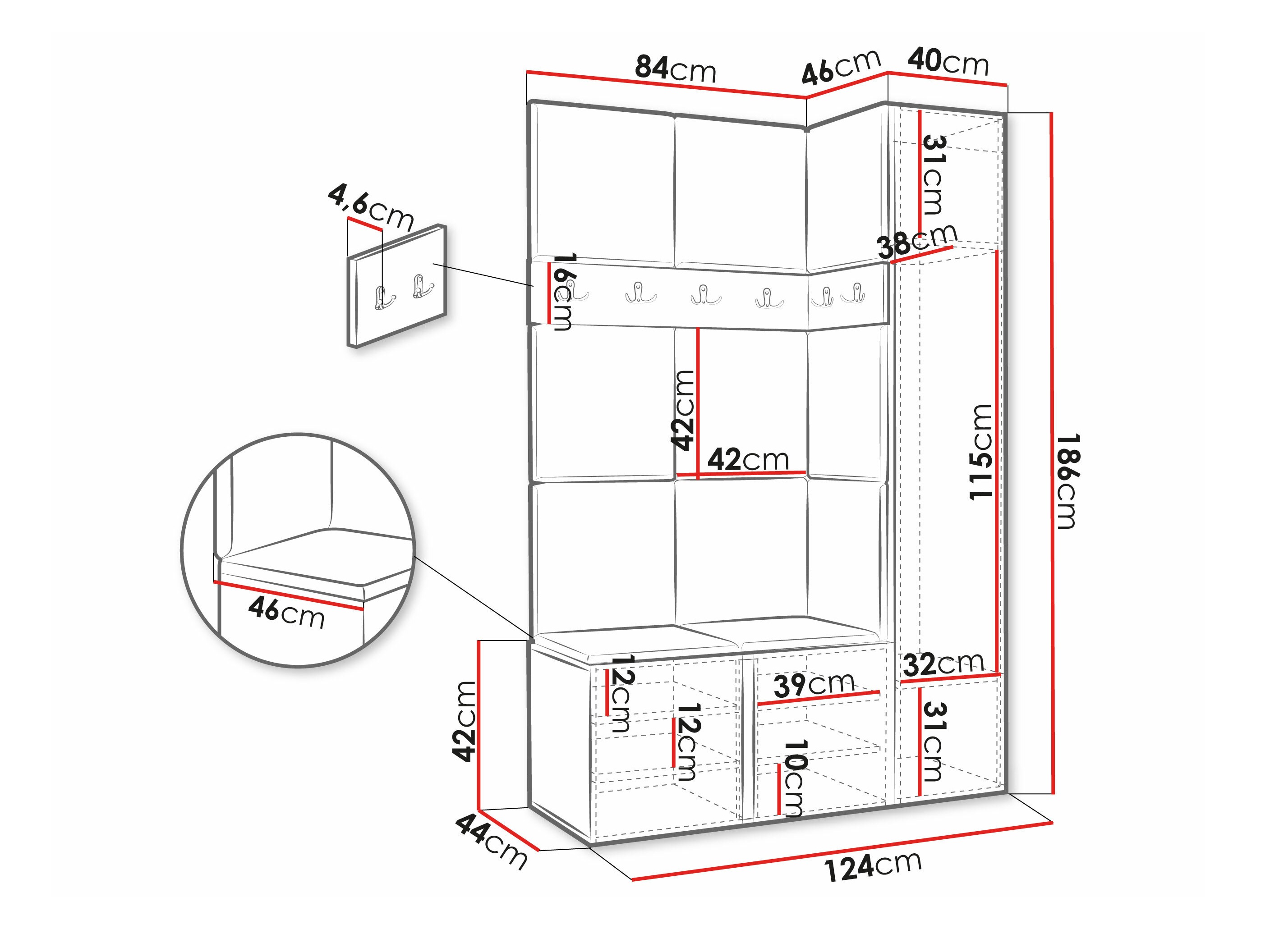 Set arredo da corridoio Pinis IX (Rovere Artisan)