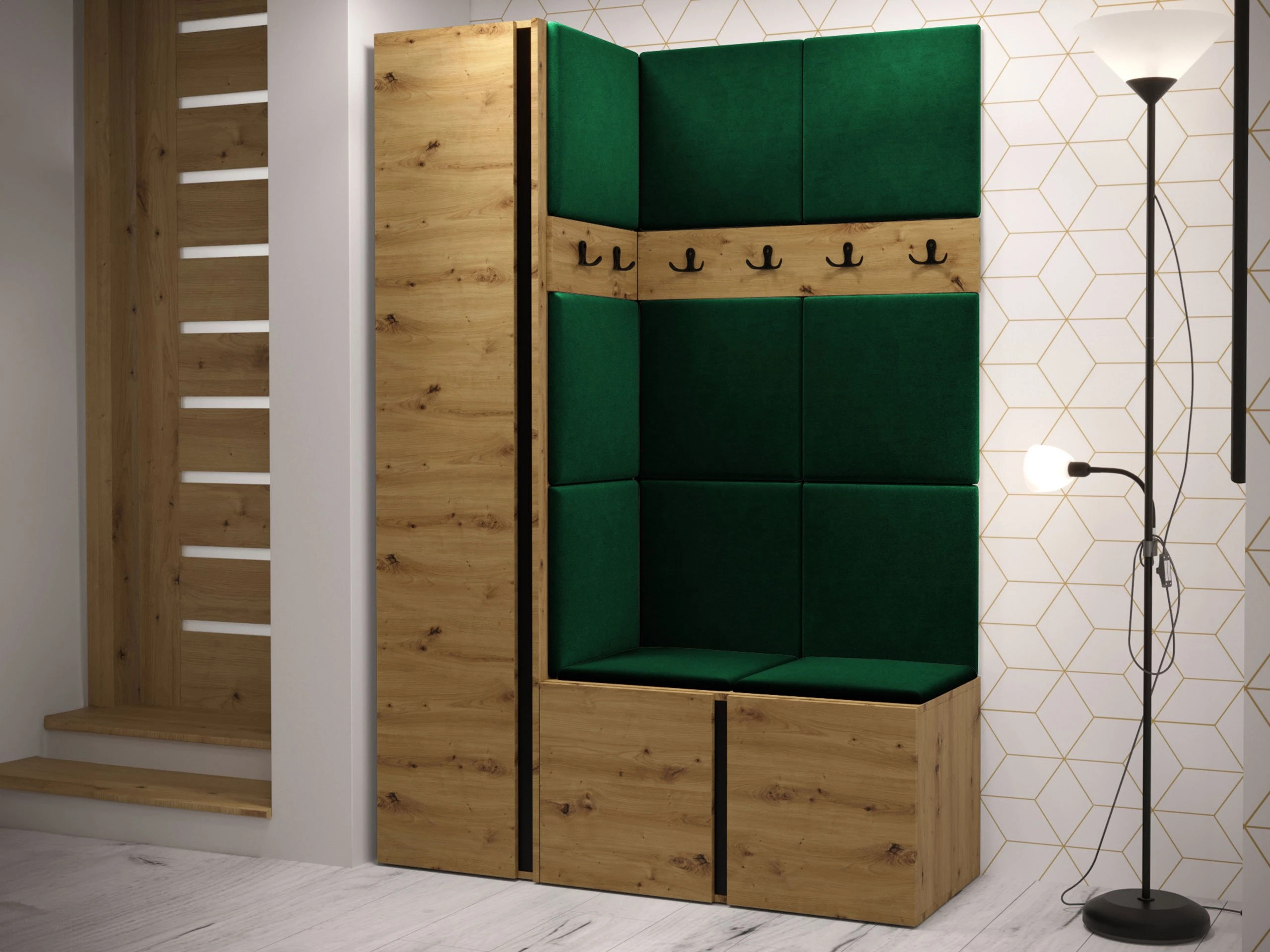 Set arredo da corridoio Pinis IX (Rovere Artisan)