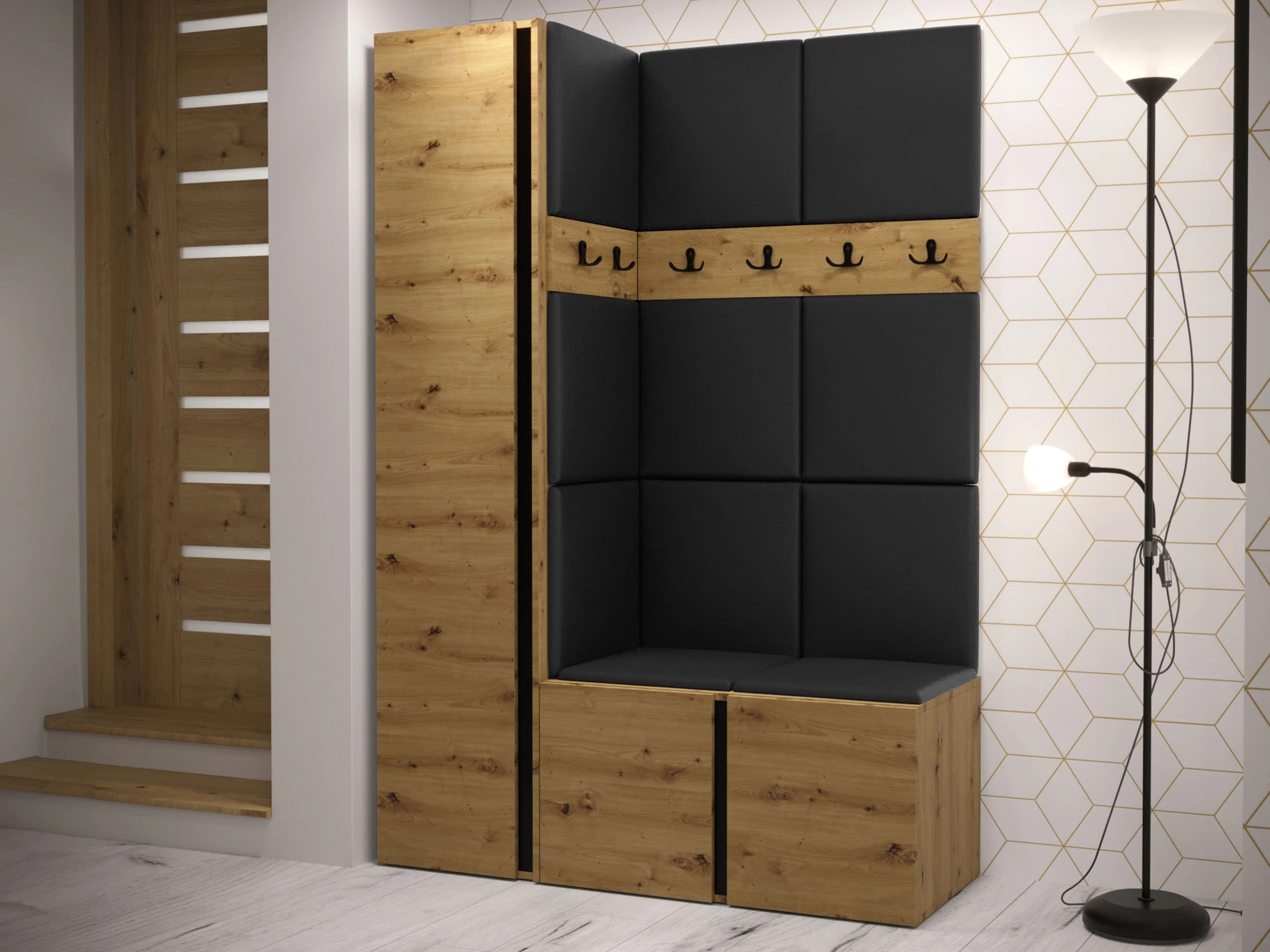Set arredo da corridoio Pinis IX (Rovere Artisan)
