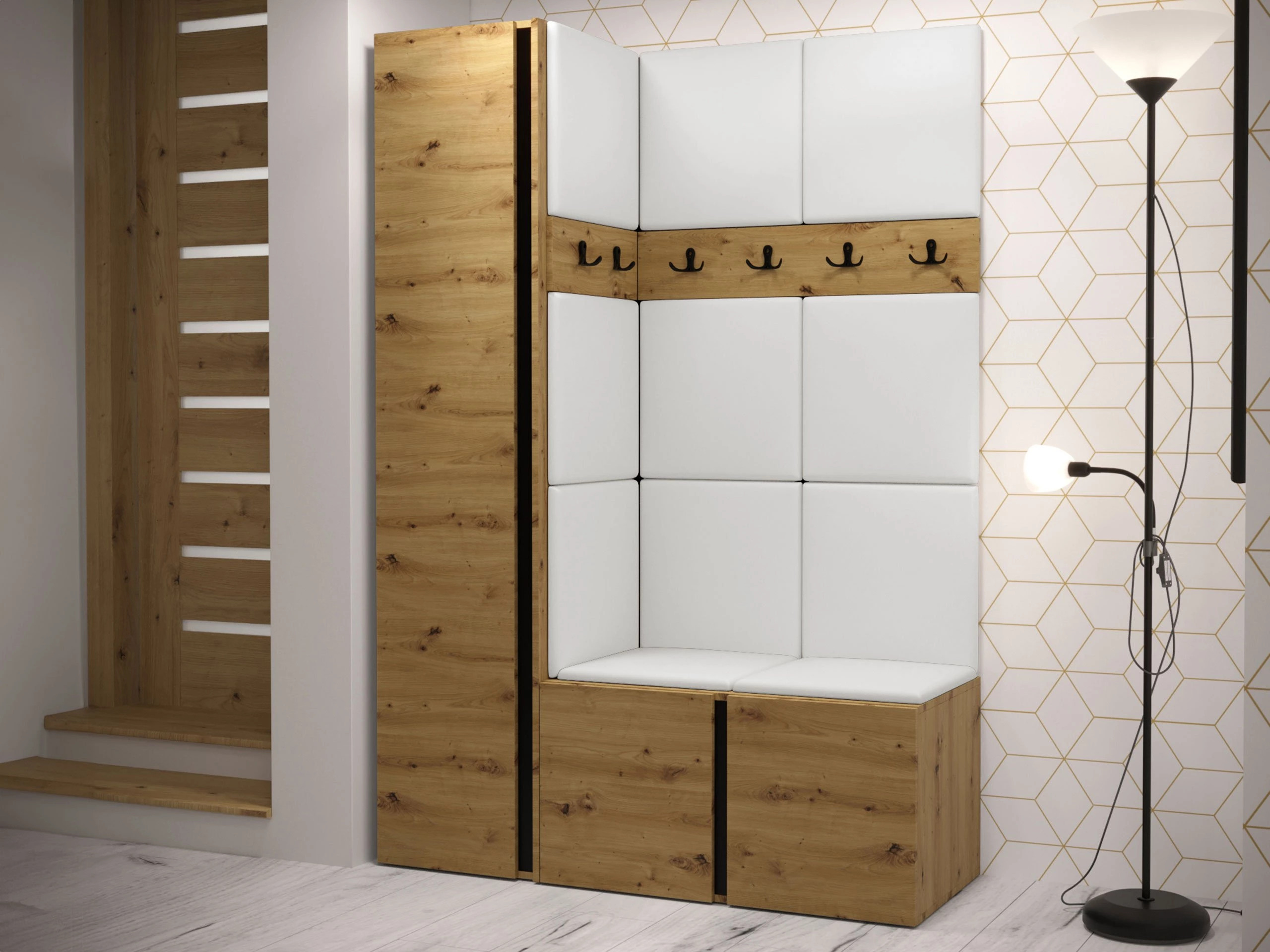 Set arredo da corridoio Pinis IX (Rovere Artisan)