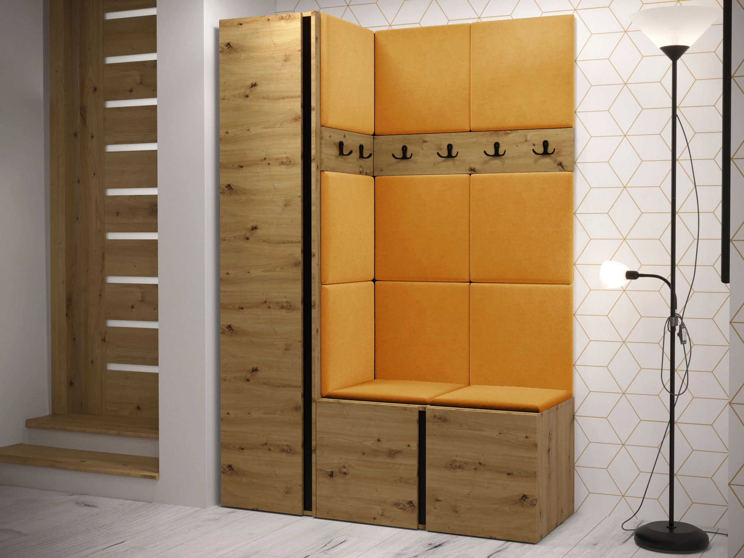 Set arredo da corridoio Pinis IX (Rovere Artisan)