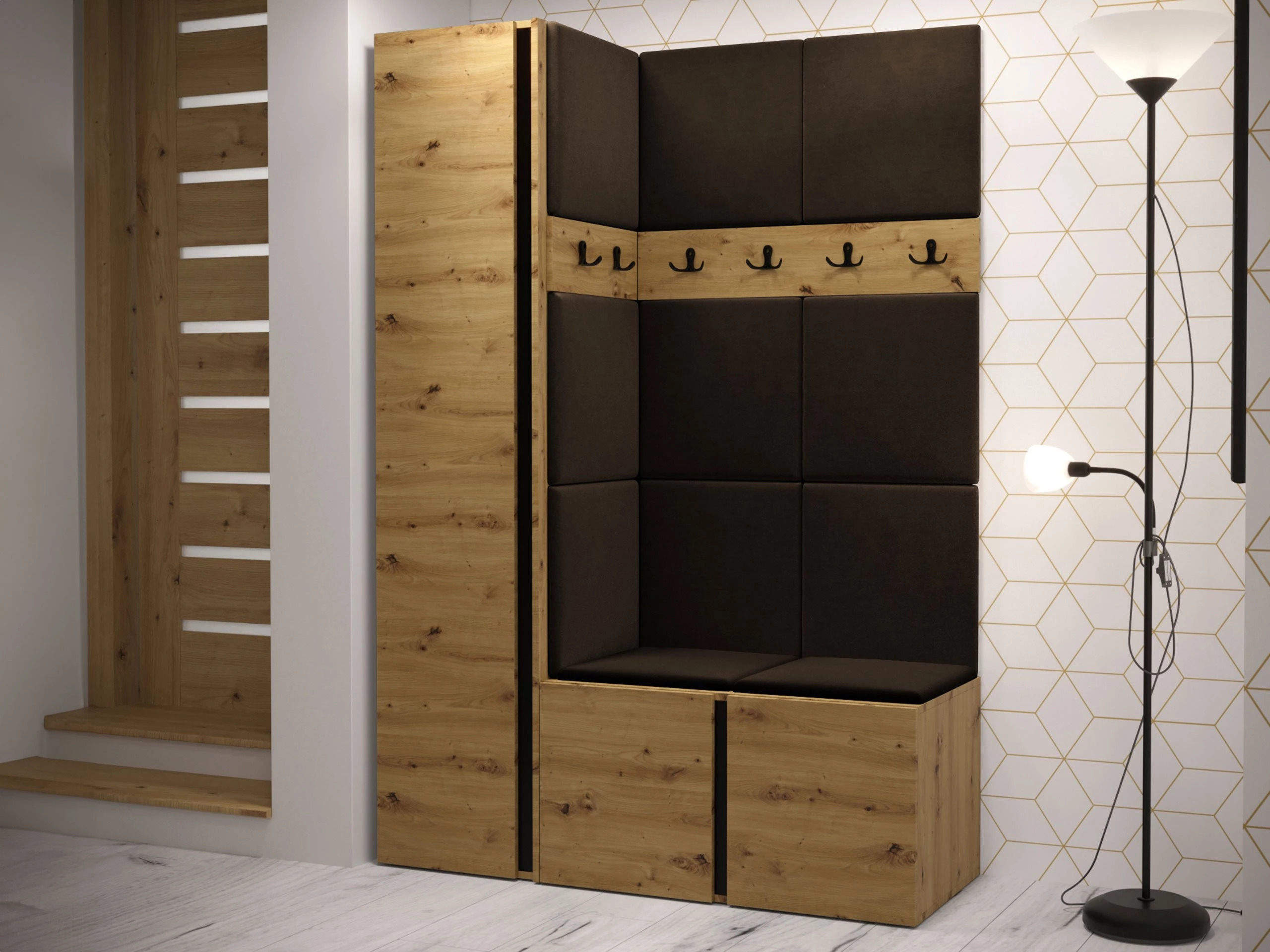 Set arredo da corridoio Pinis IX (Rovere Artisan)